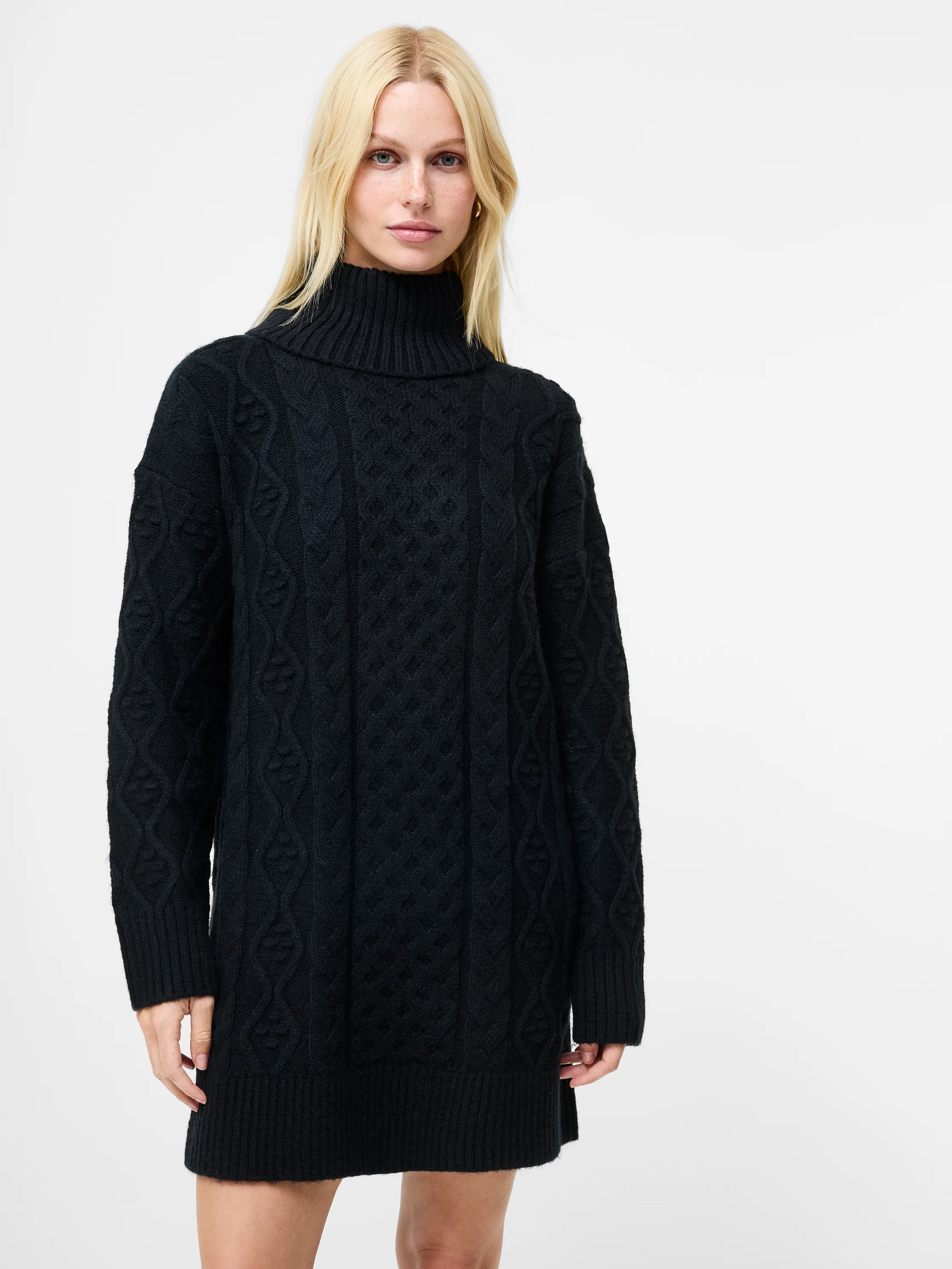 Makira Cable Knit Turtleneck Mini Dress - Image 3
