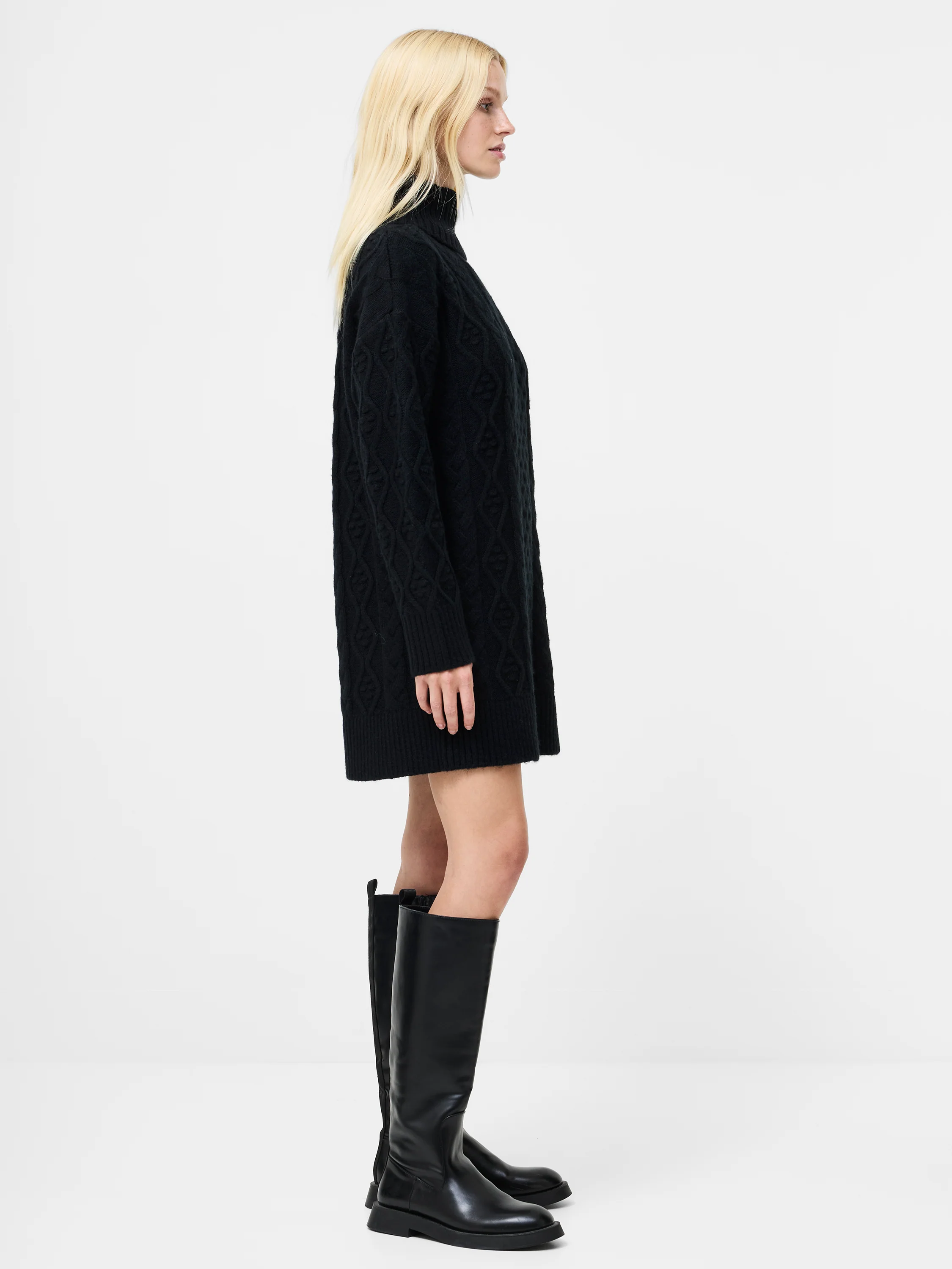 Makira Cable Knit Turtleneck Mini Dress - Image 4