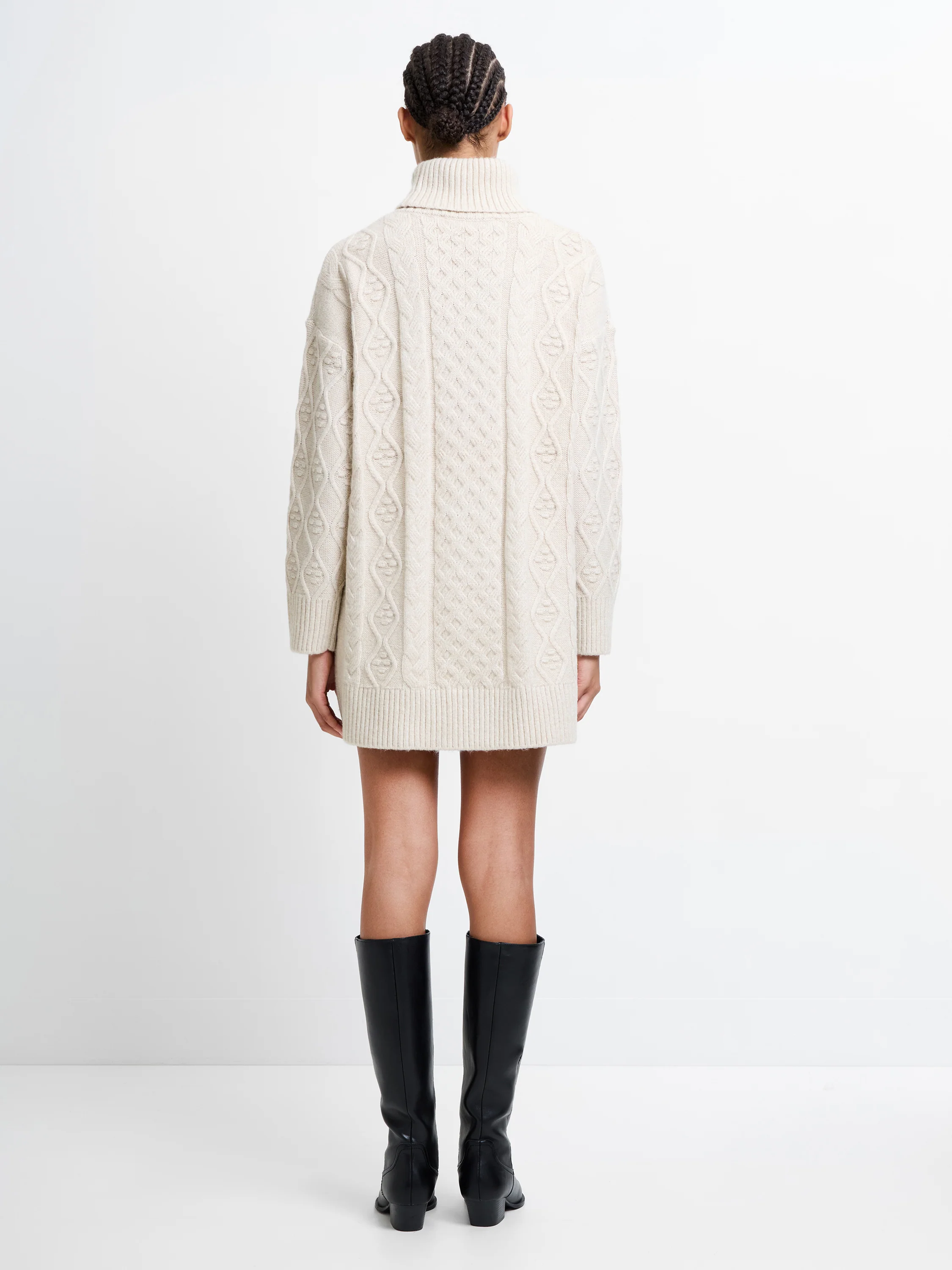 Makira Cable Knit Turtleneck Mini Dress - Image 4