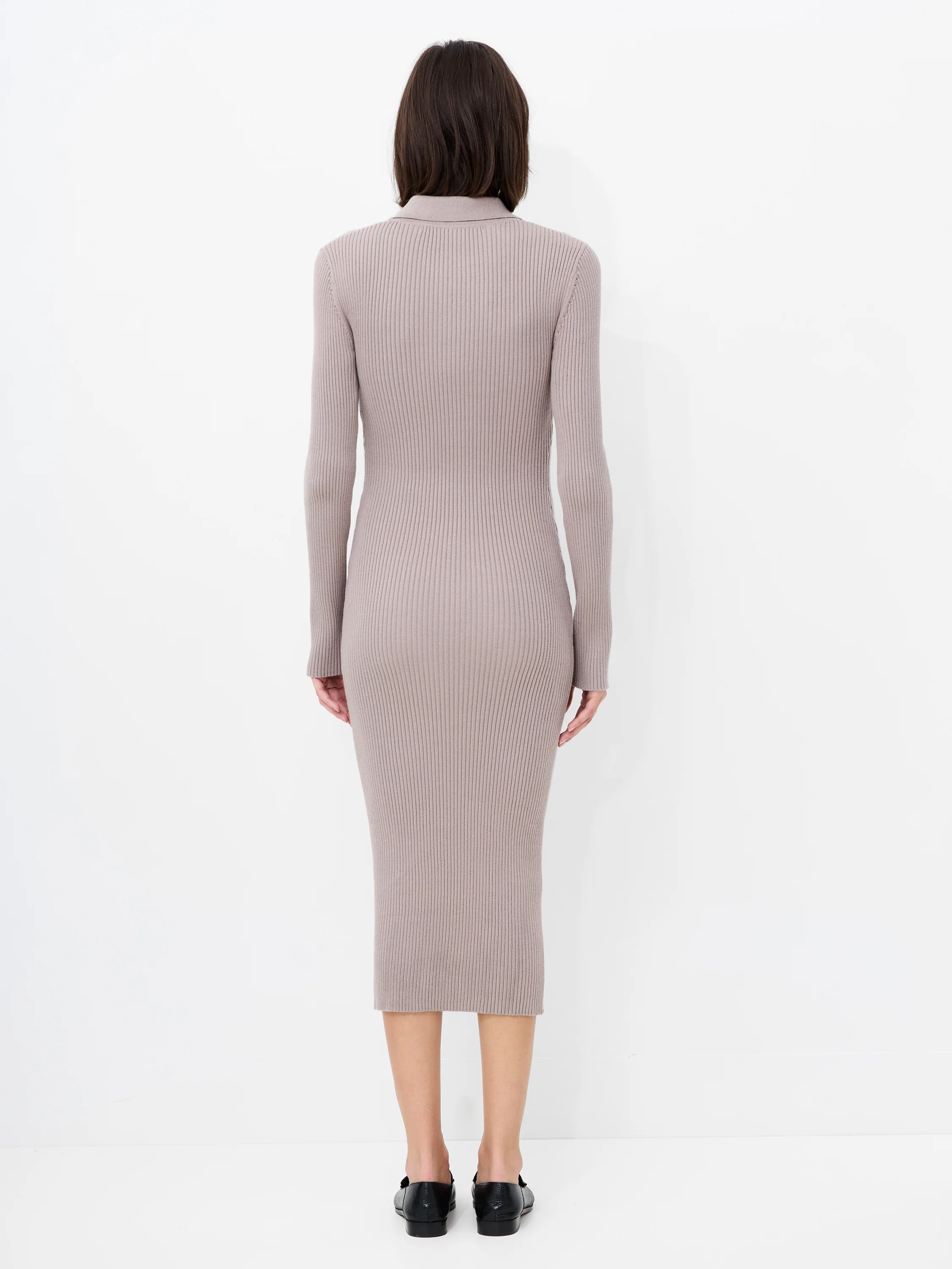 Mari Knit Long Sleeve Collared Midi Dress - Image 4