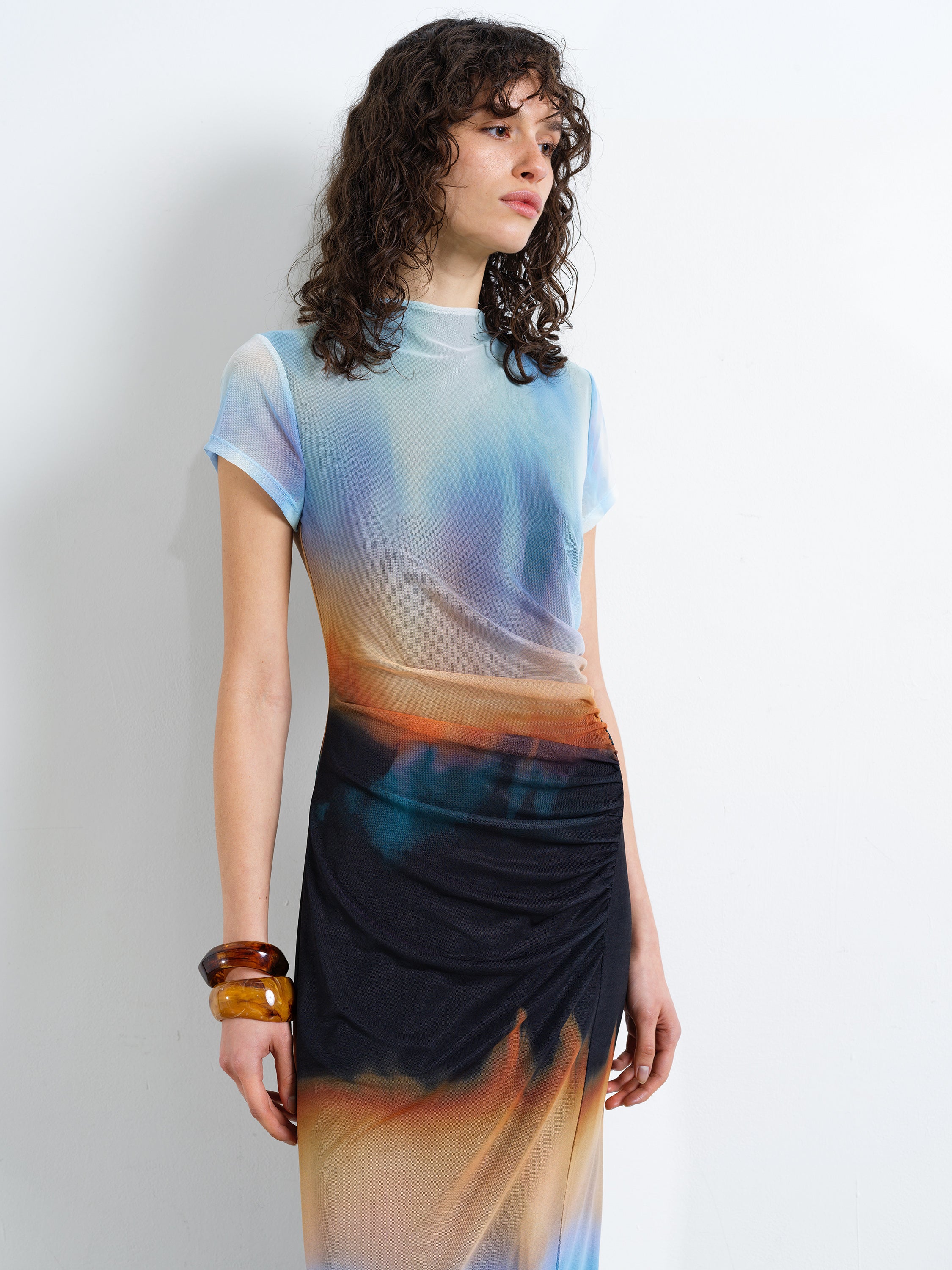 Marina Mesh Ombre Column Dress - Image 3