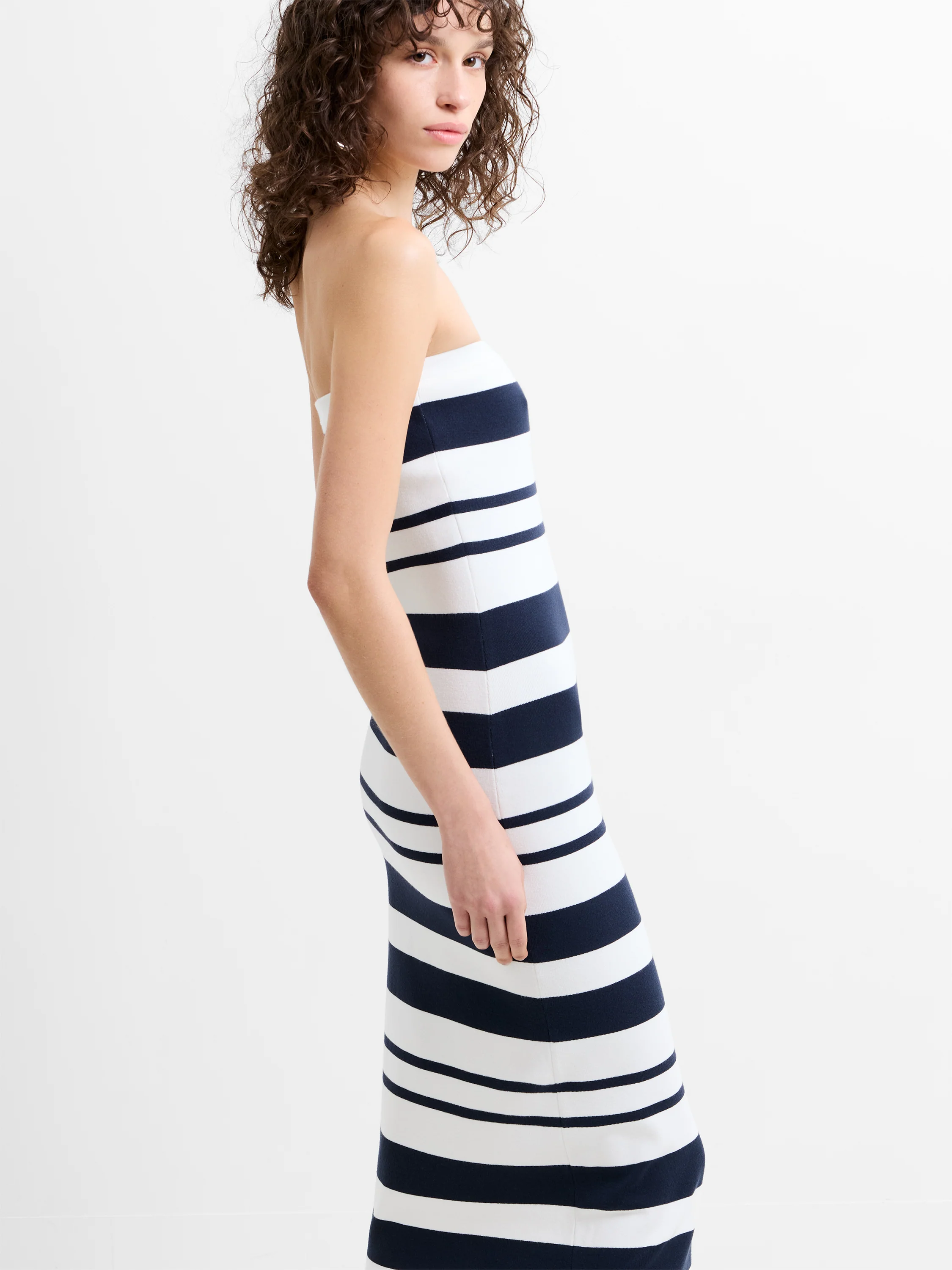 Maxime Knit Striped Bandeau Midi Dress - Image 4