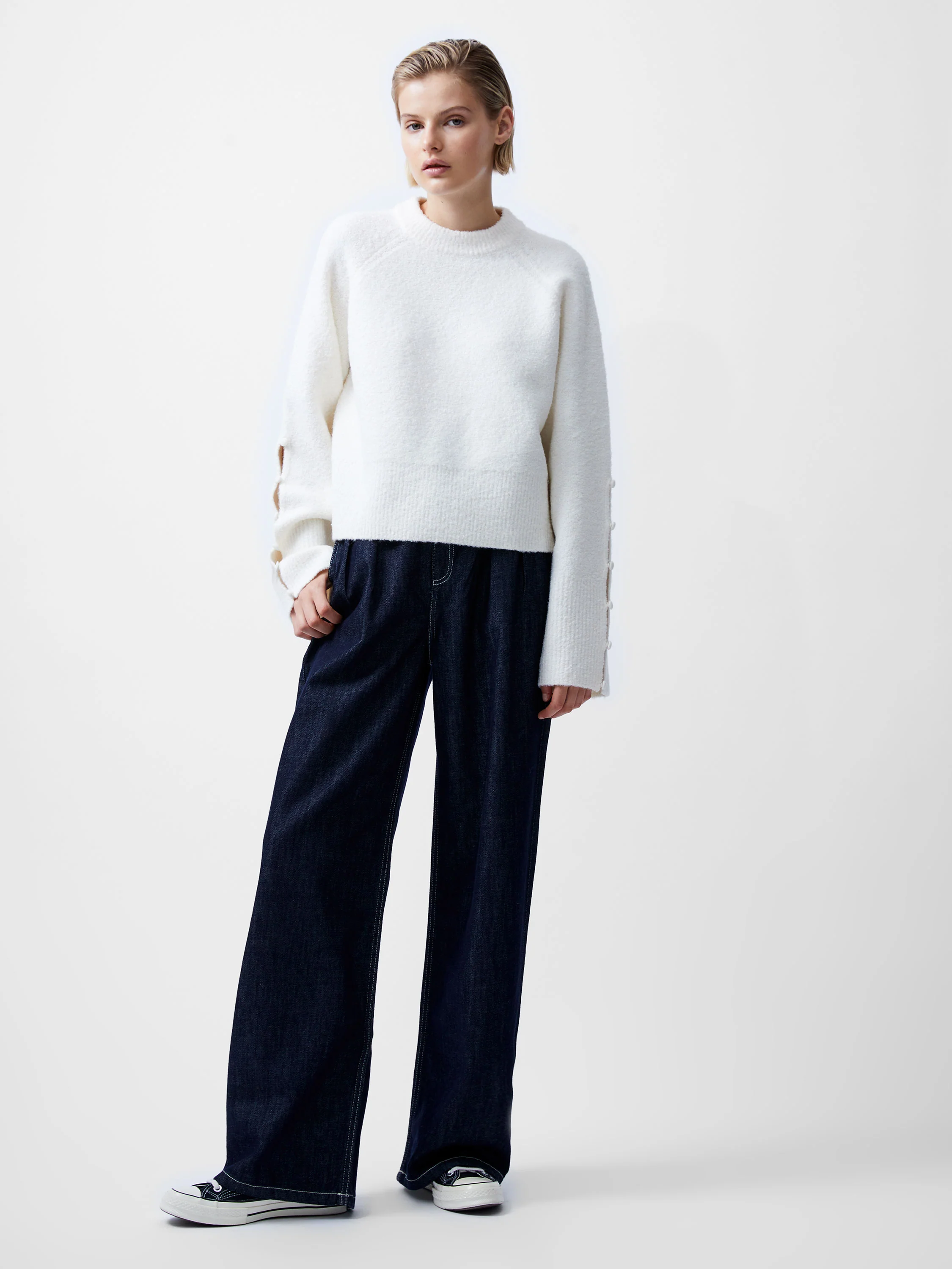 Melissa Boucle Button Detail Sleeve Jumper - Image 3