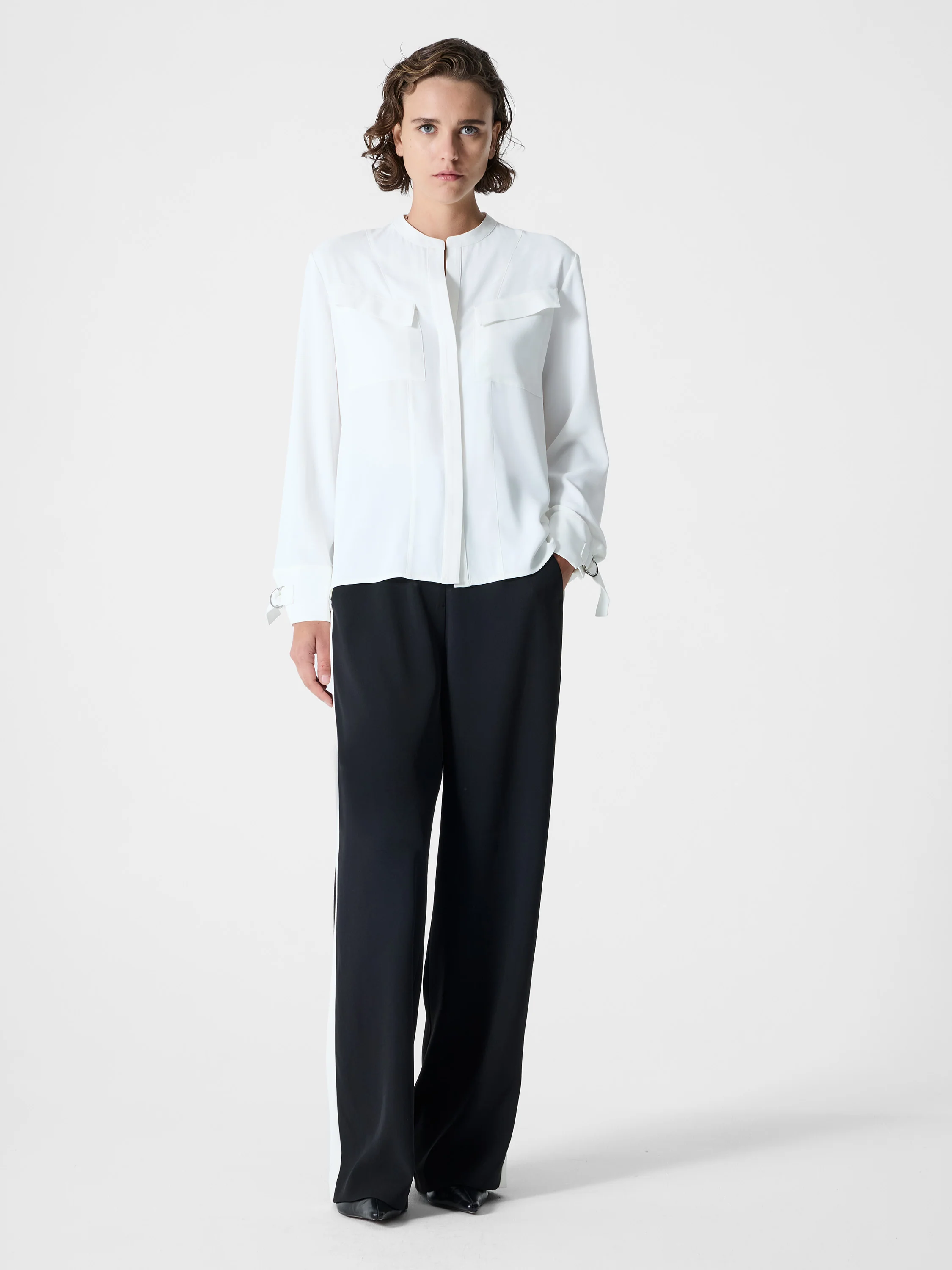 Mindy Collarless Long Sleeve Shirt - Image 2