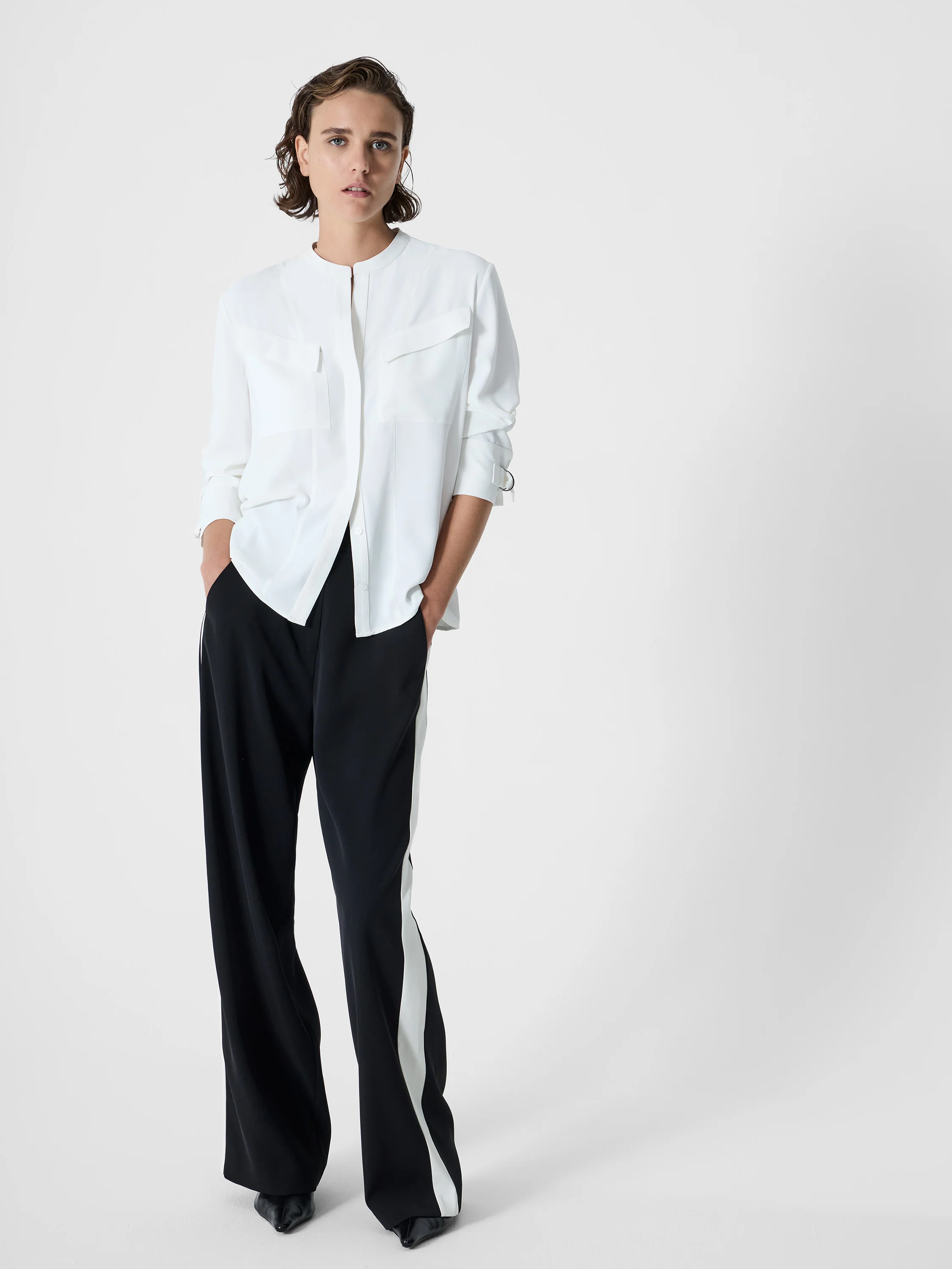 Mindy Collarless Long Sleeve Shirt - Image 4