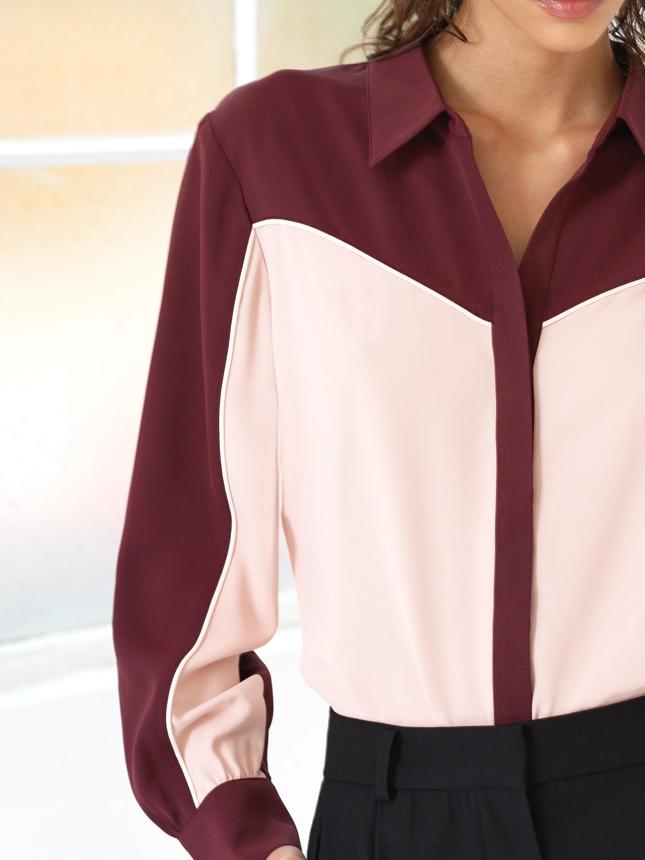 Mindy Crepe Colour Blocked Shirt - Image 4