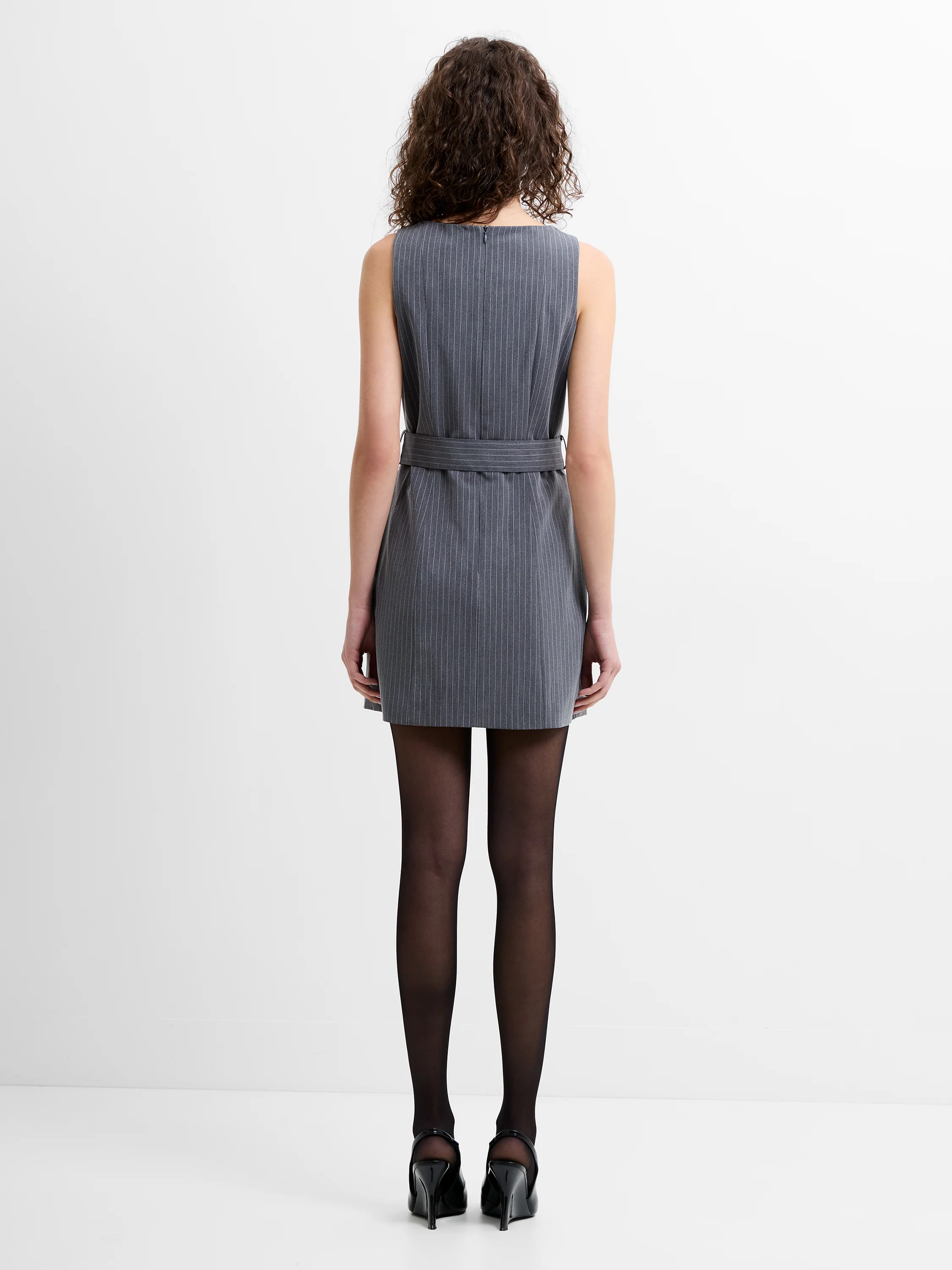 Minka Pinstripe Tailored Belted Mini Dress - Image 5