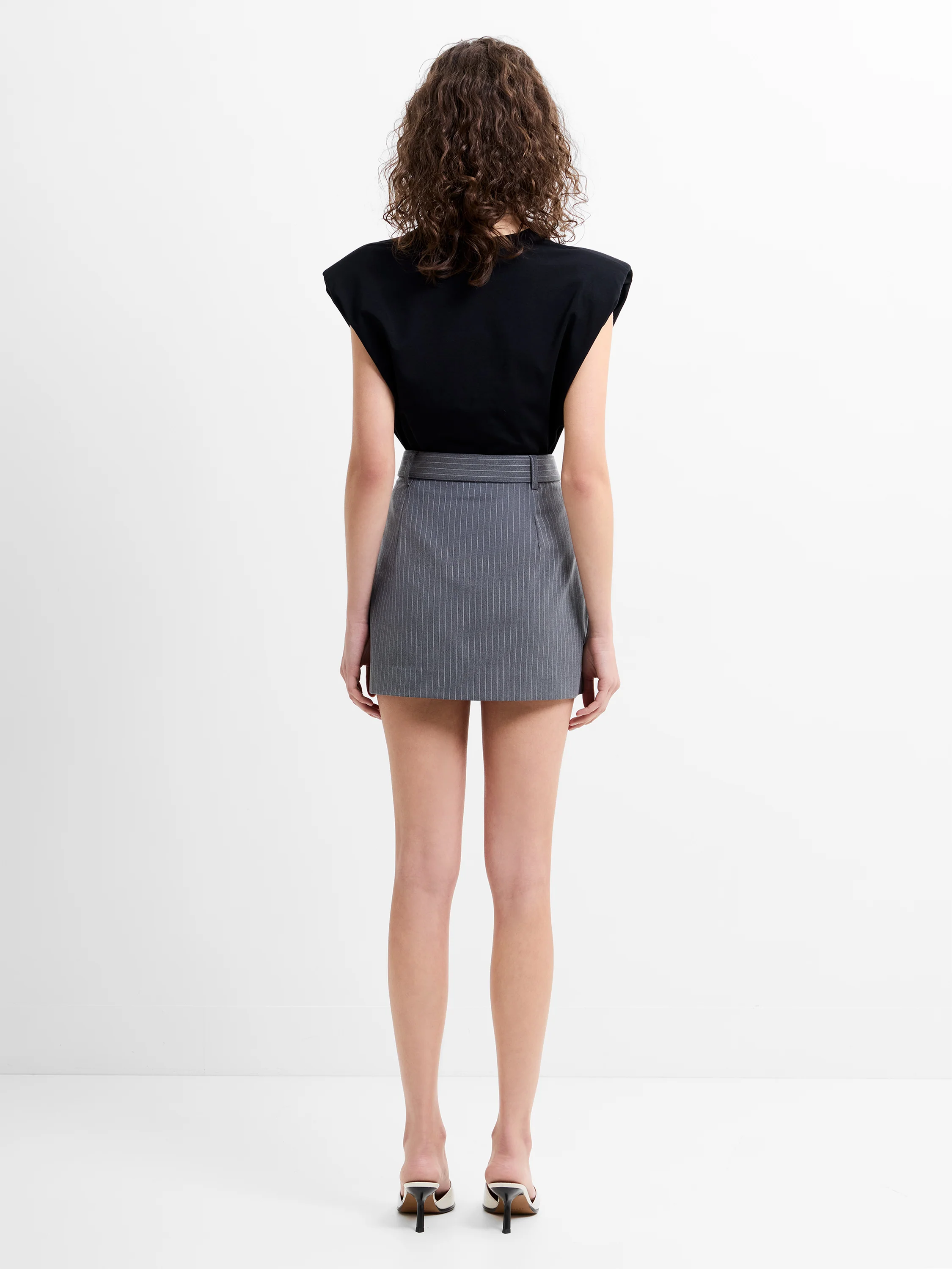 Minka Pinstripe Tailored Belted Mini Skirt - Image 5