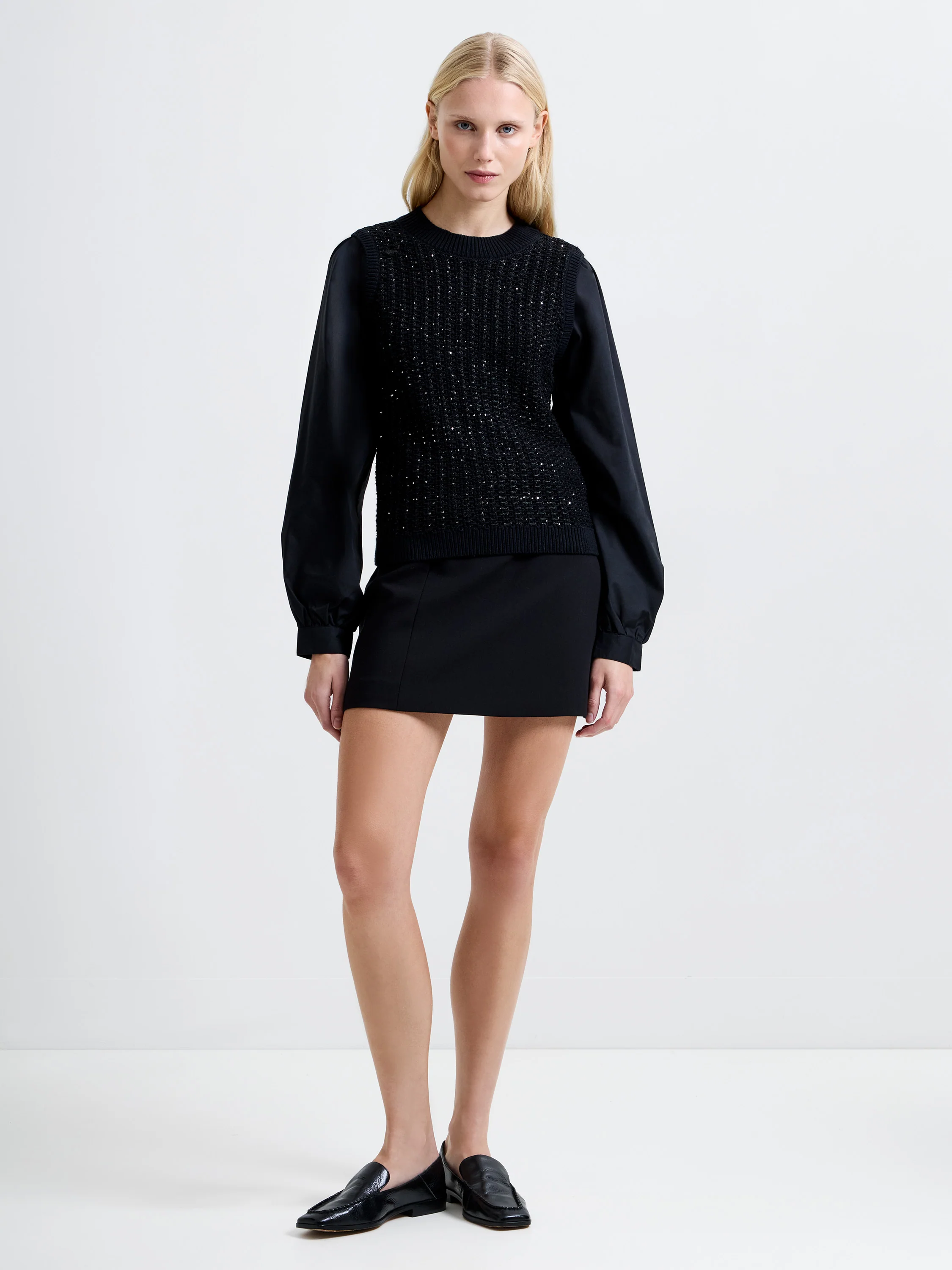 Mix Media Sequin Long Sleeve Jumper - Image 2
