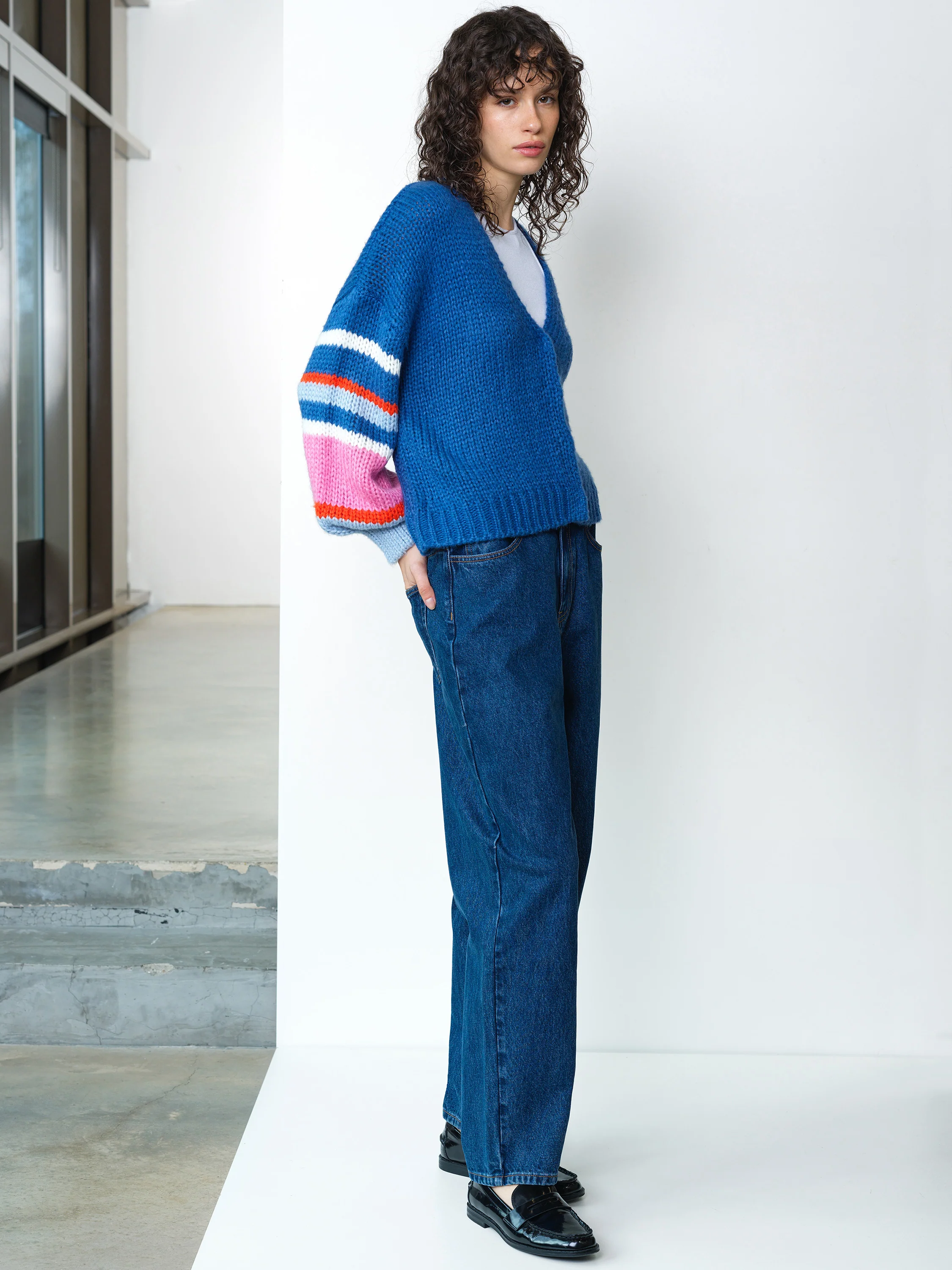 Monroe Colour Striped Sleeve Cardigan - Image 3