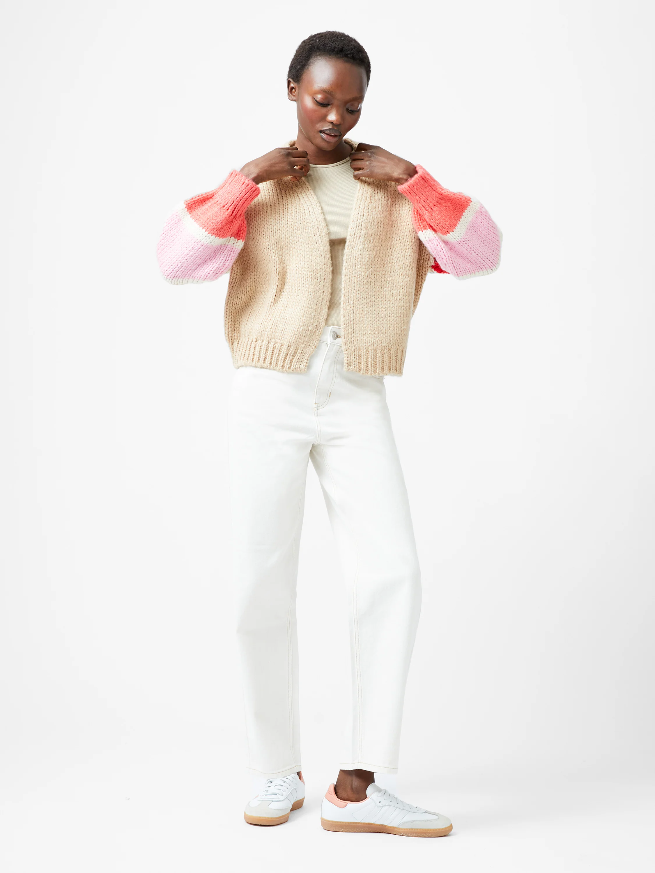 Monroe Stripe Long Sleeve V Neck Cardigan - Image 5