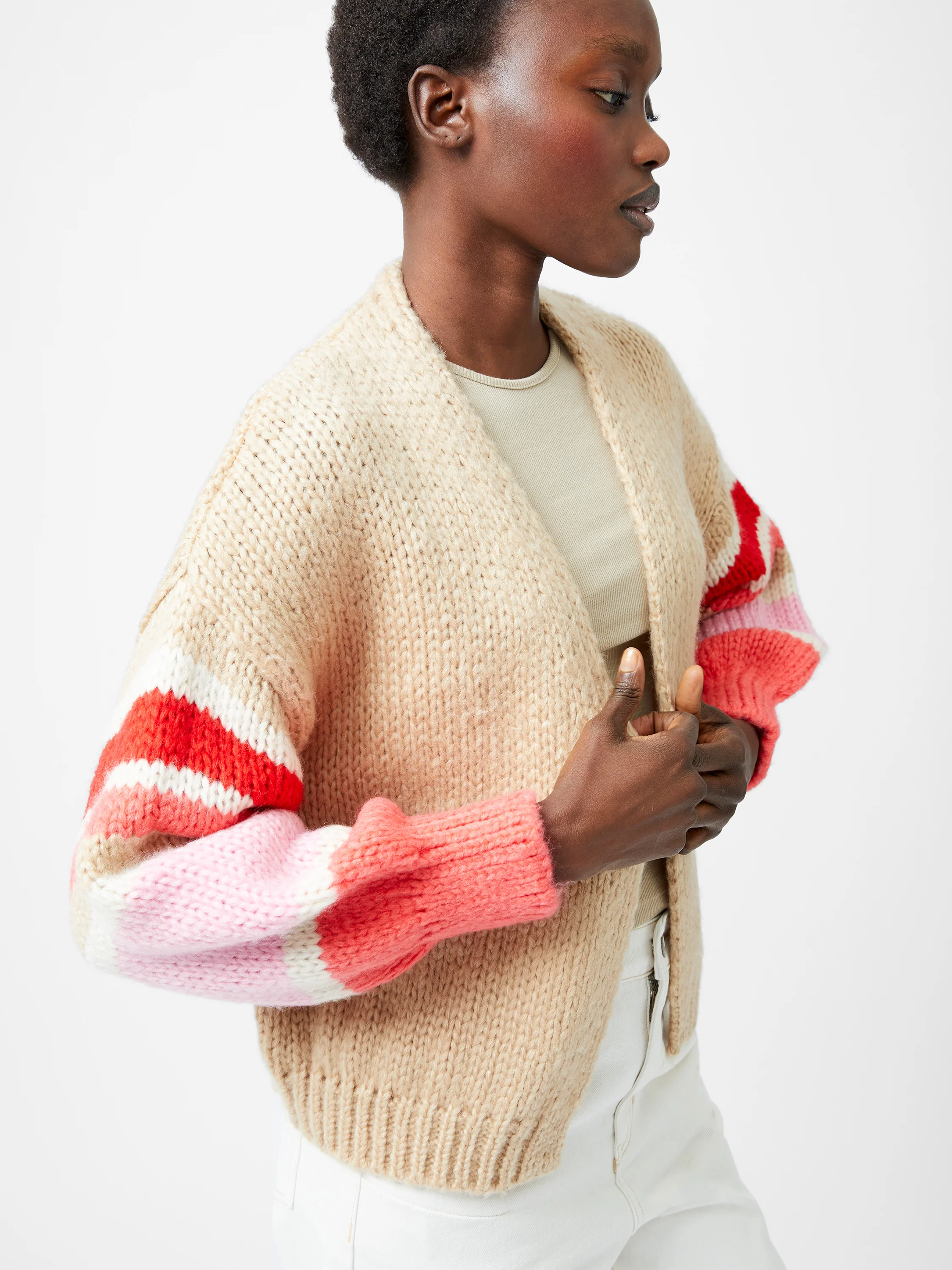 Monroe Stripe Long Sleeve V Neck Cardigan - Image 6