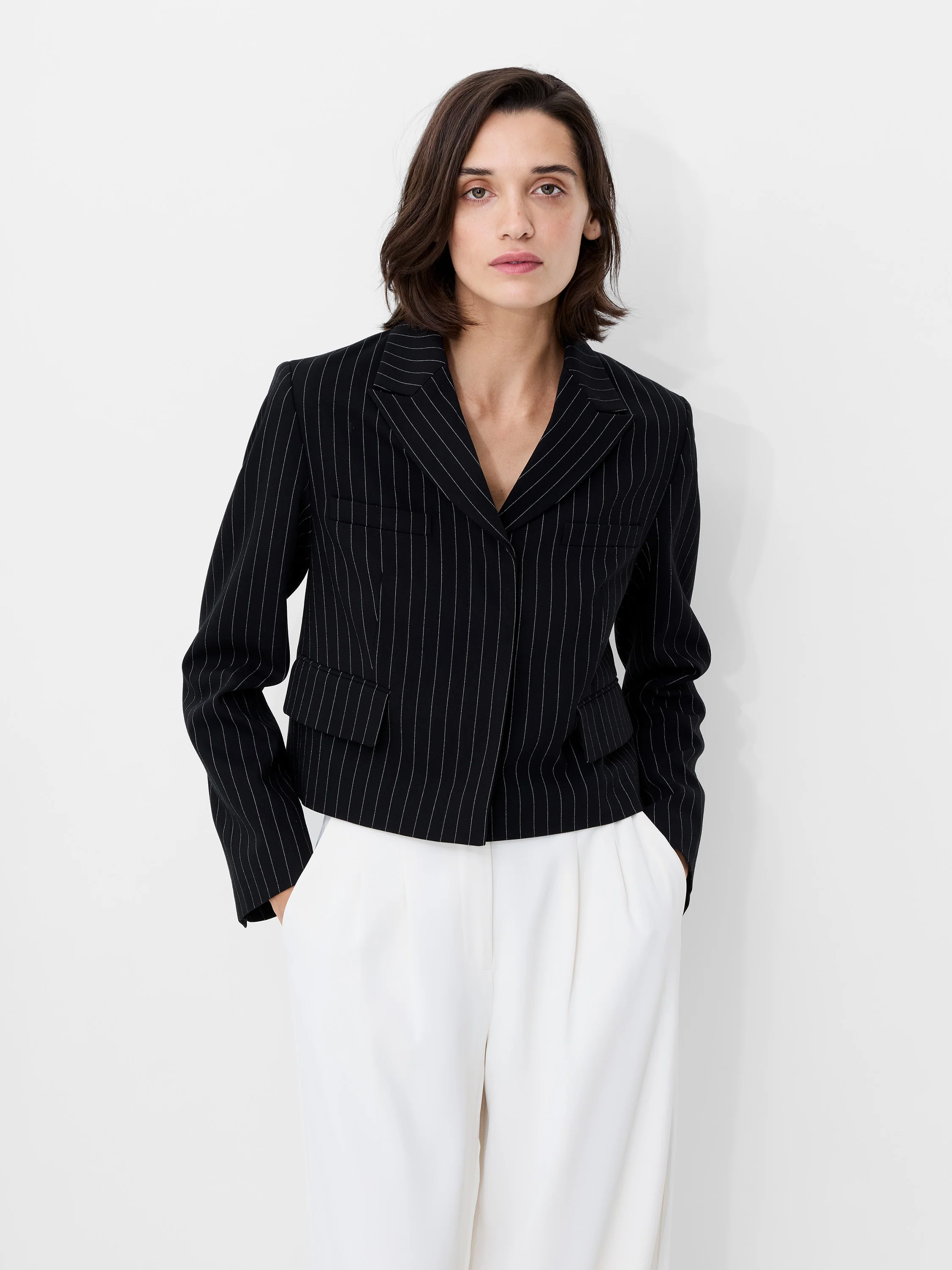 Morgan Tailored Pinstripe Cropped Blazer - Image 3