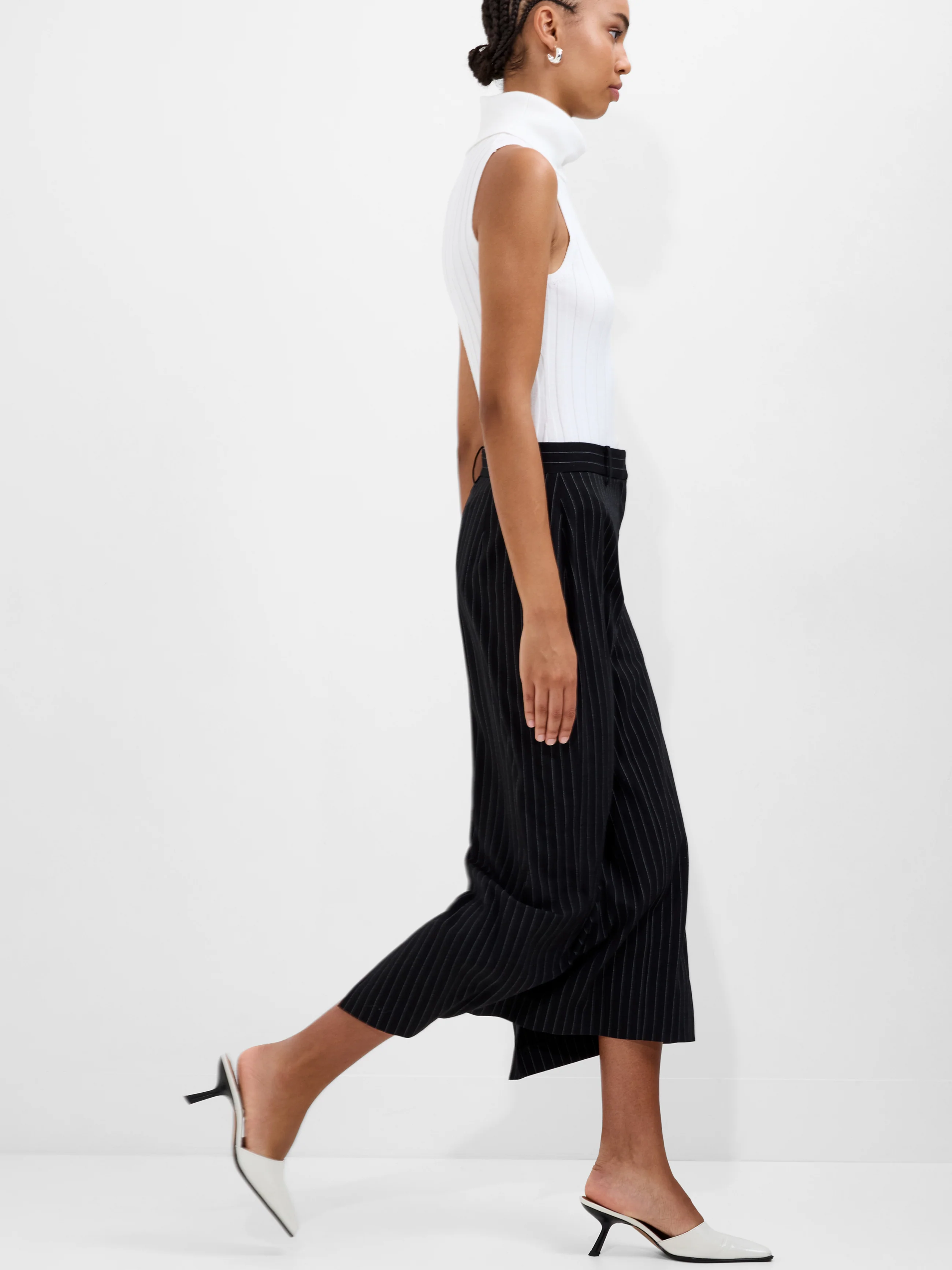 Morgan Tailored Pinstripe Midi Skirt - Image 2