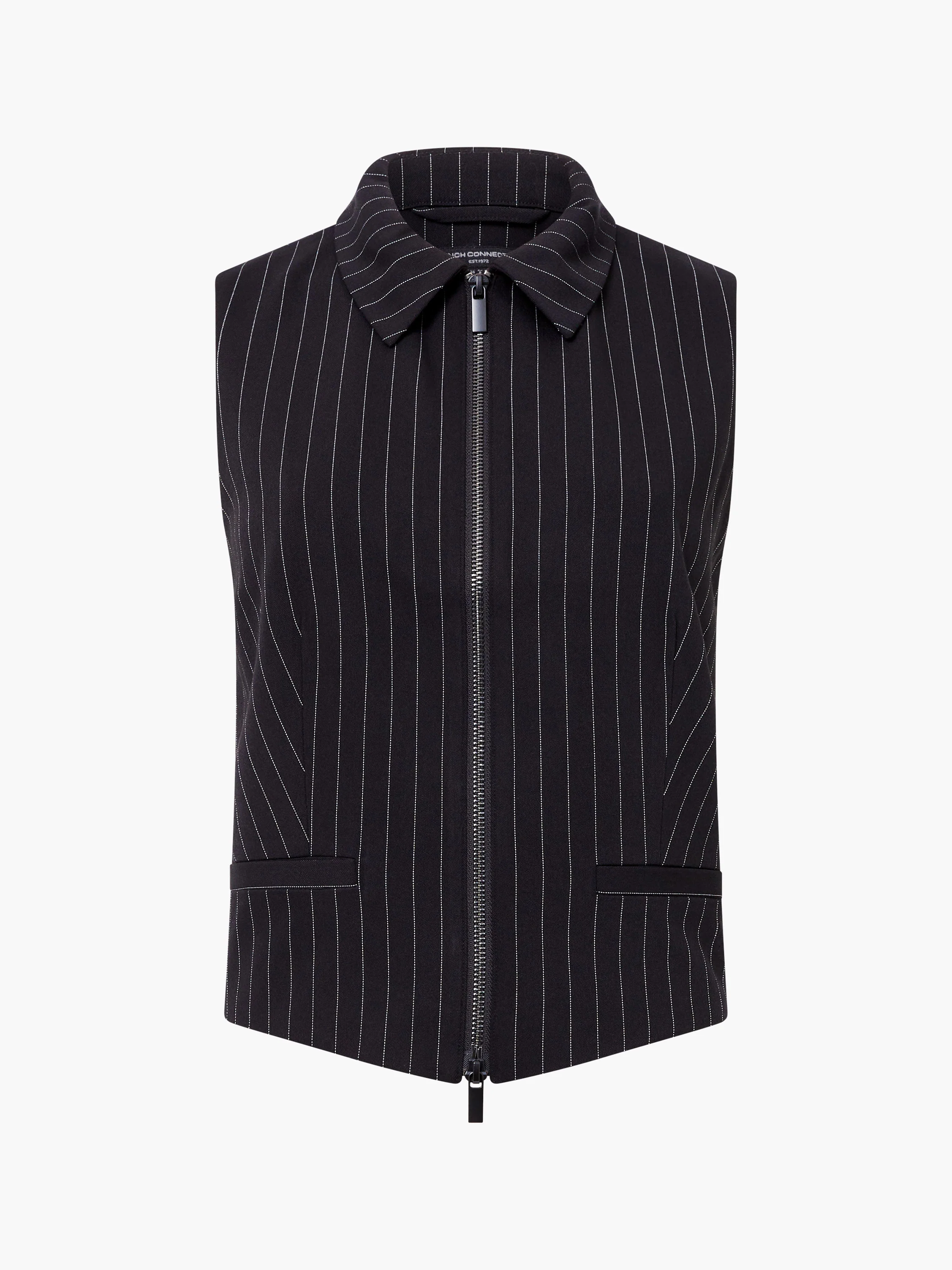 Morgan Tailored Pinstripe Zip Up Waistcoat - Image 6