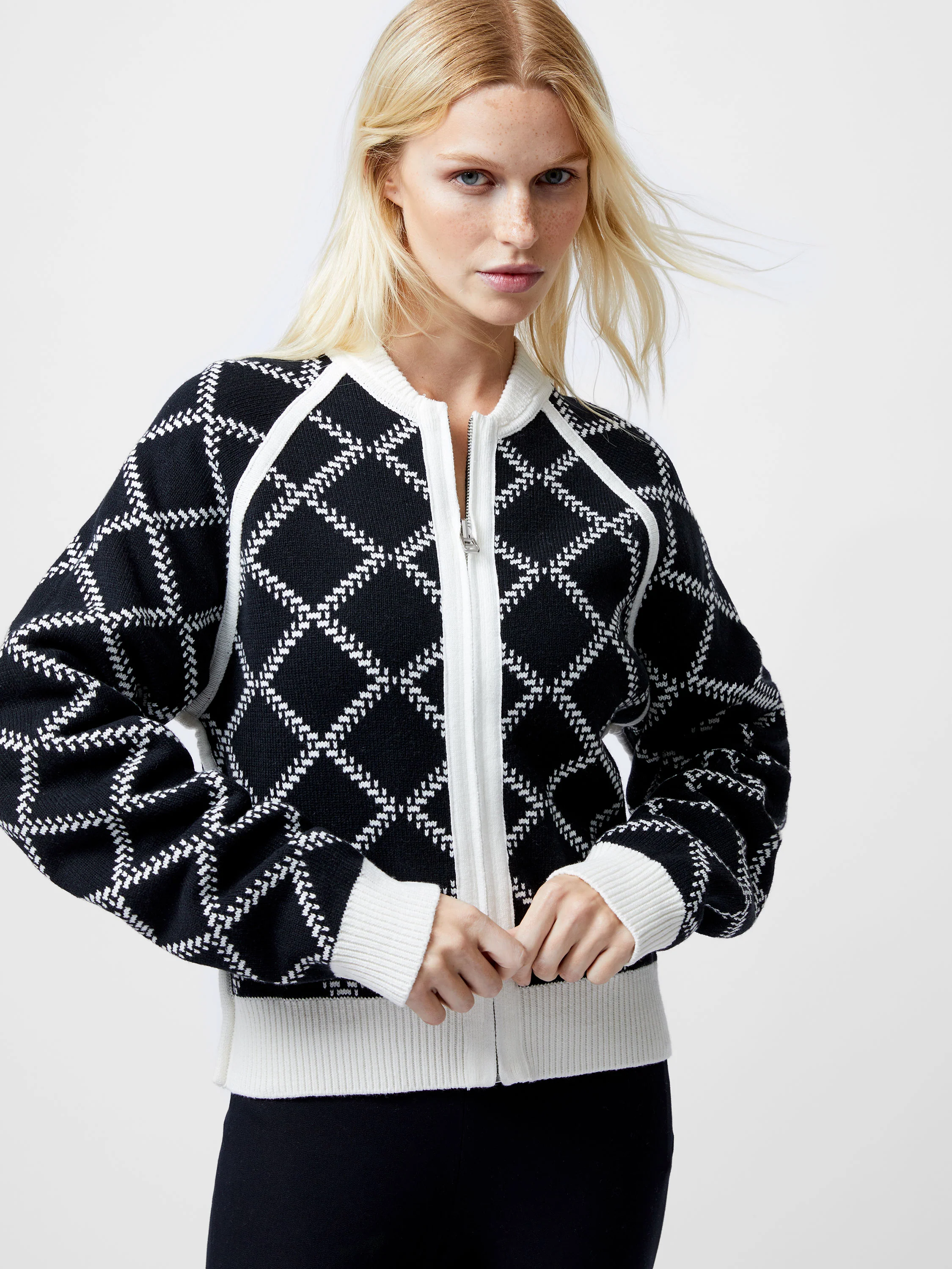 Odessa Reversible Checked Zip Up Cardigan - Image 2