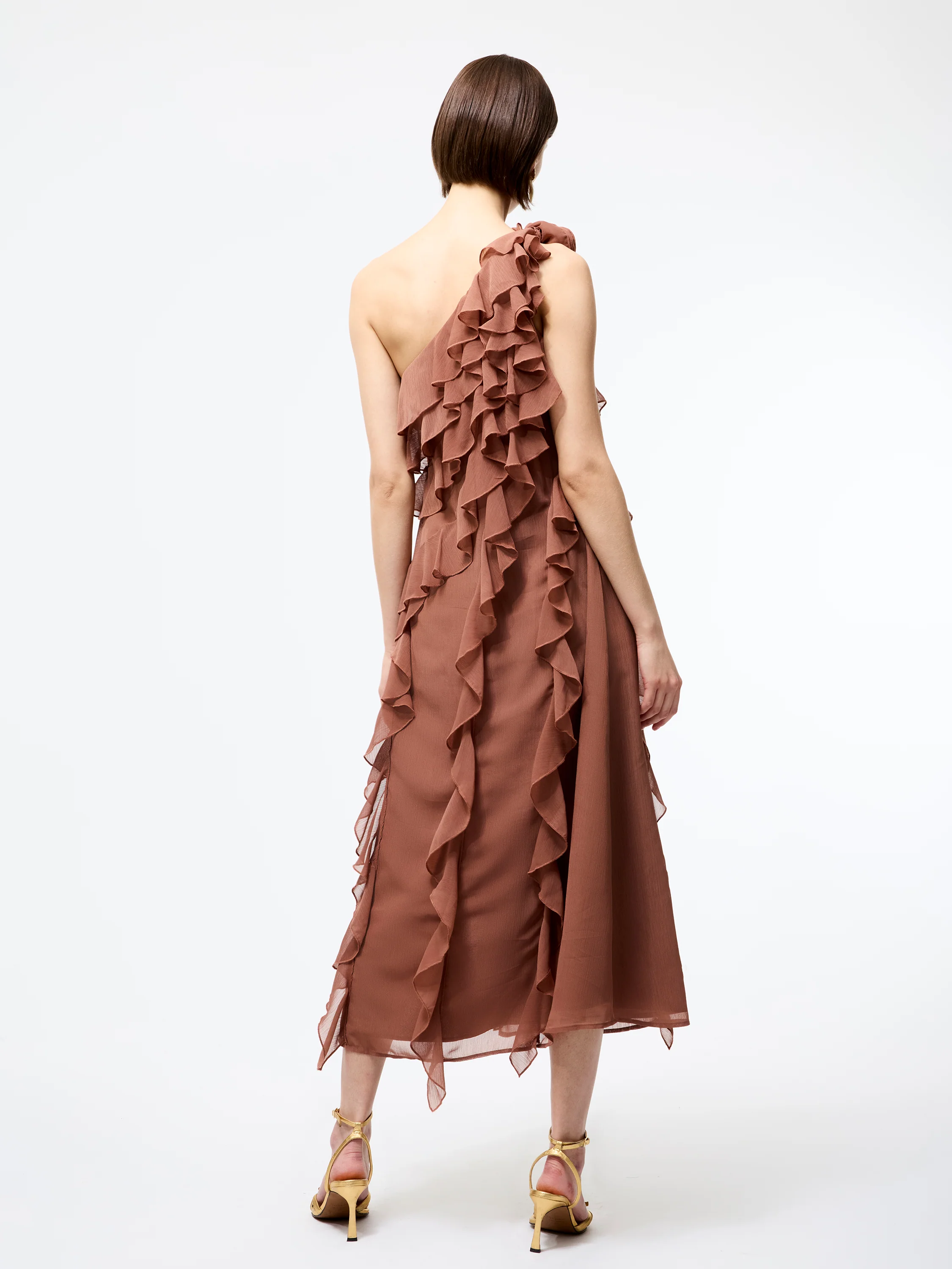 Oskar Georgette Ruffle Midi Dress - Image 8