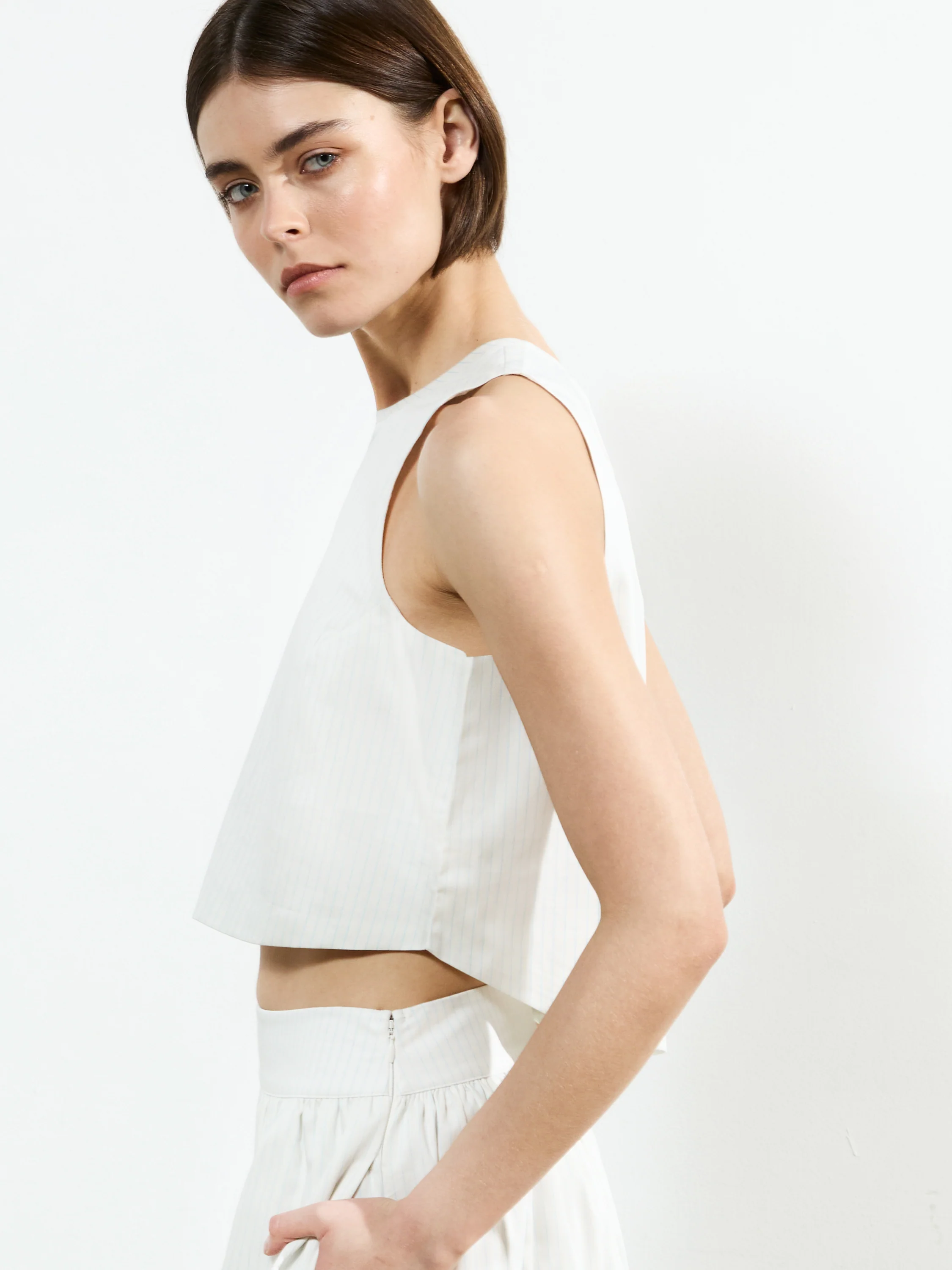 Pinstripe Poplin Shell Top - Image 2