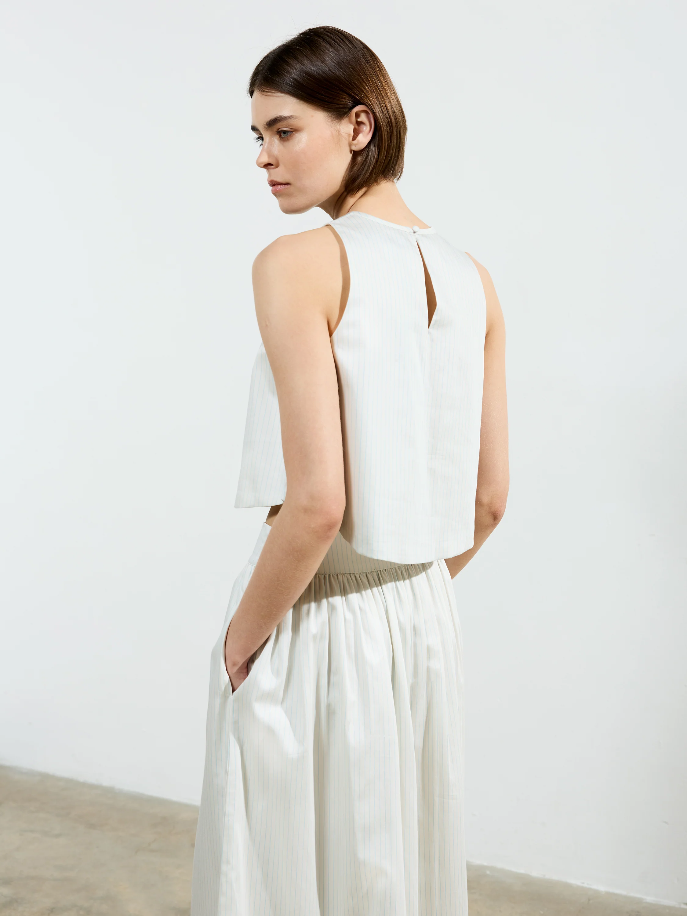 Pinstripe Poplin Shell Top - Image 3