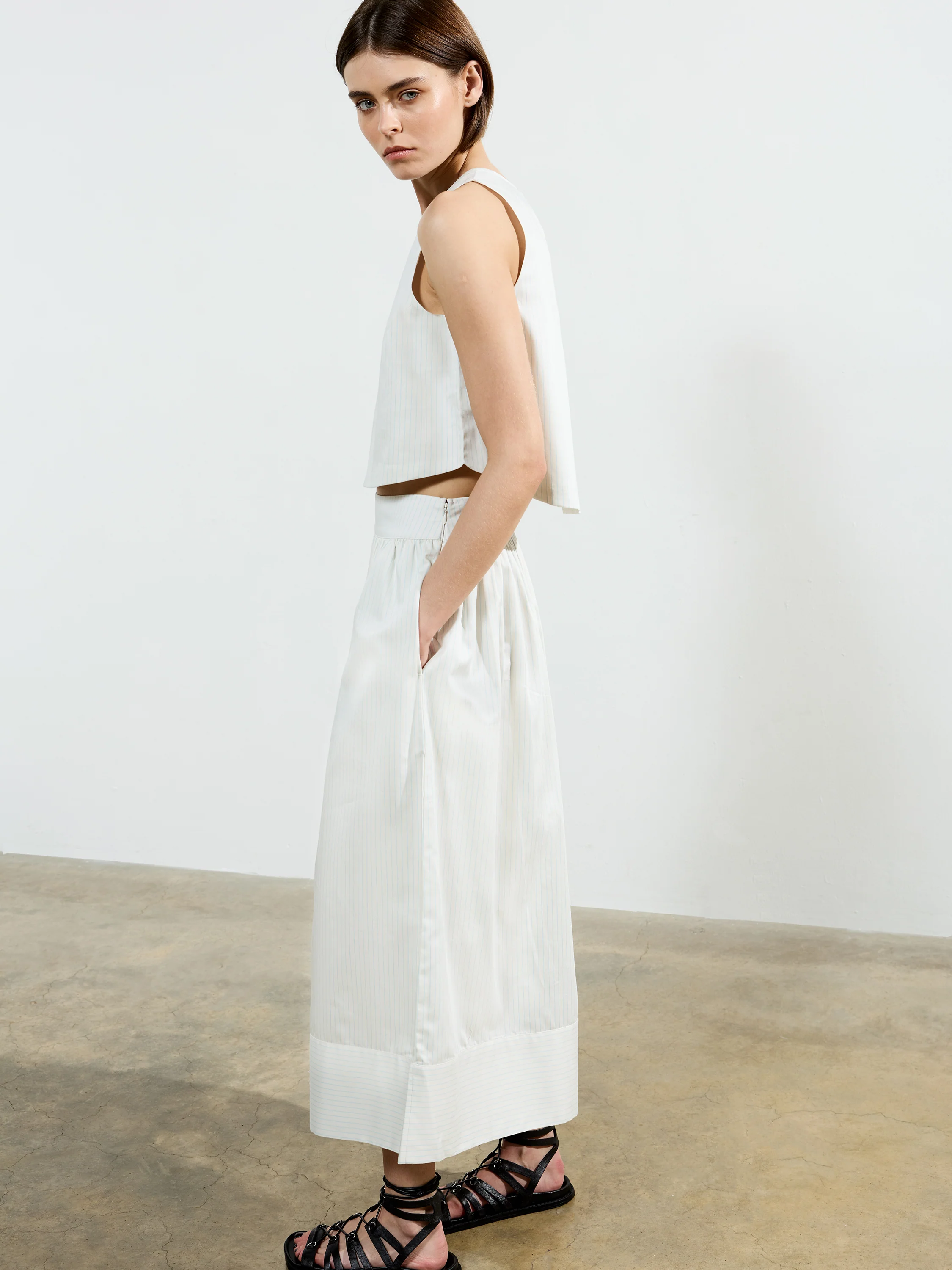 Pinstripe Poplin Shell Top - Image 4