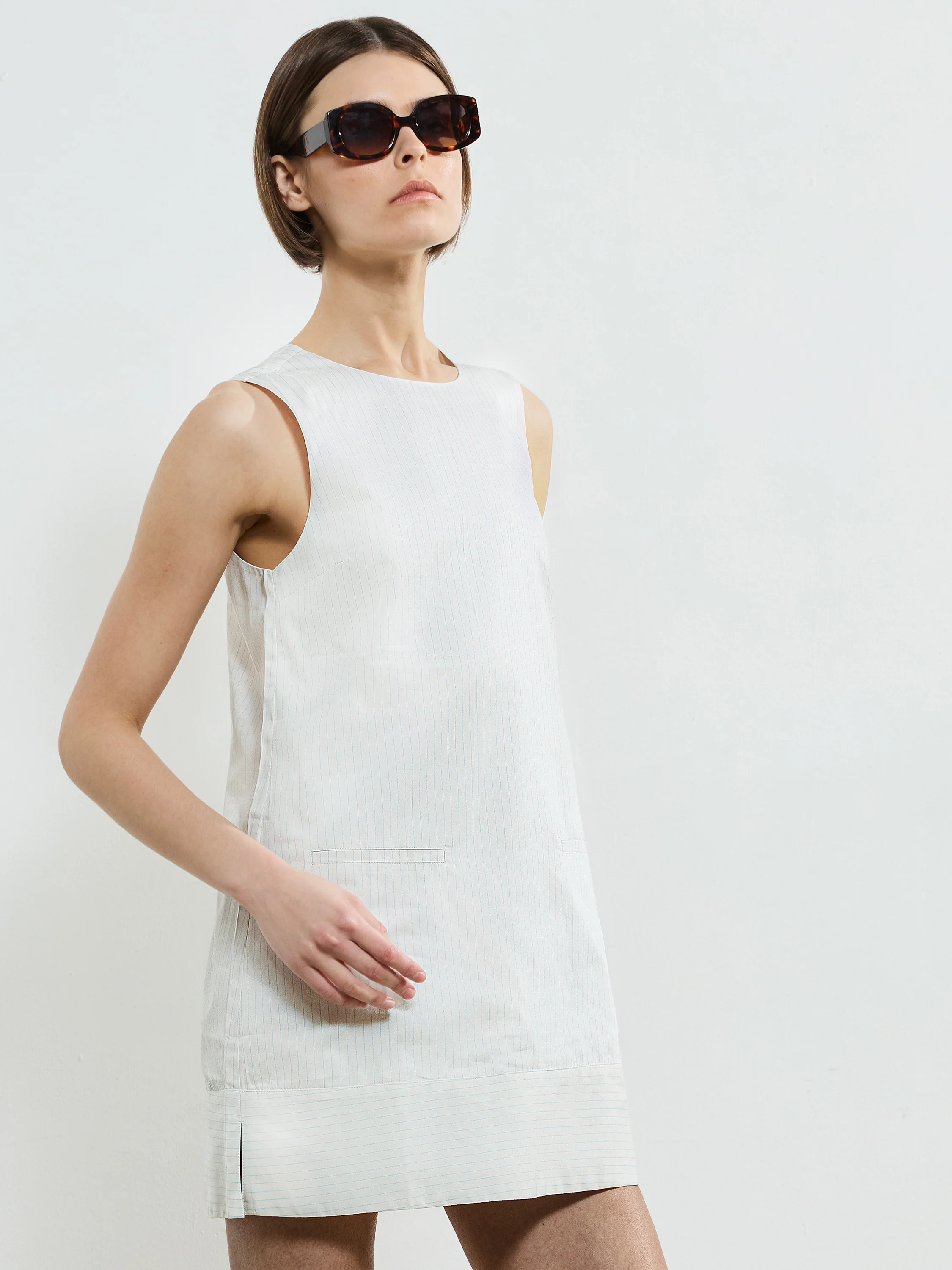 Pinstripe Sleeveless Shift Dress - Image 2