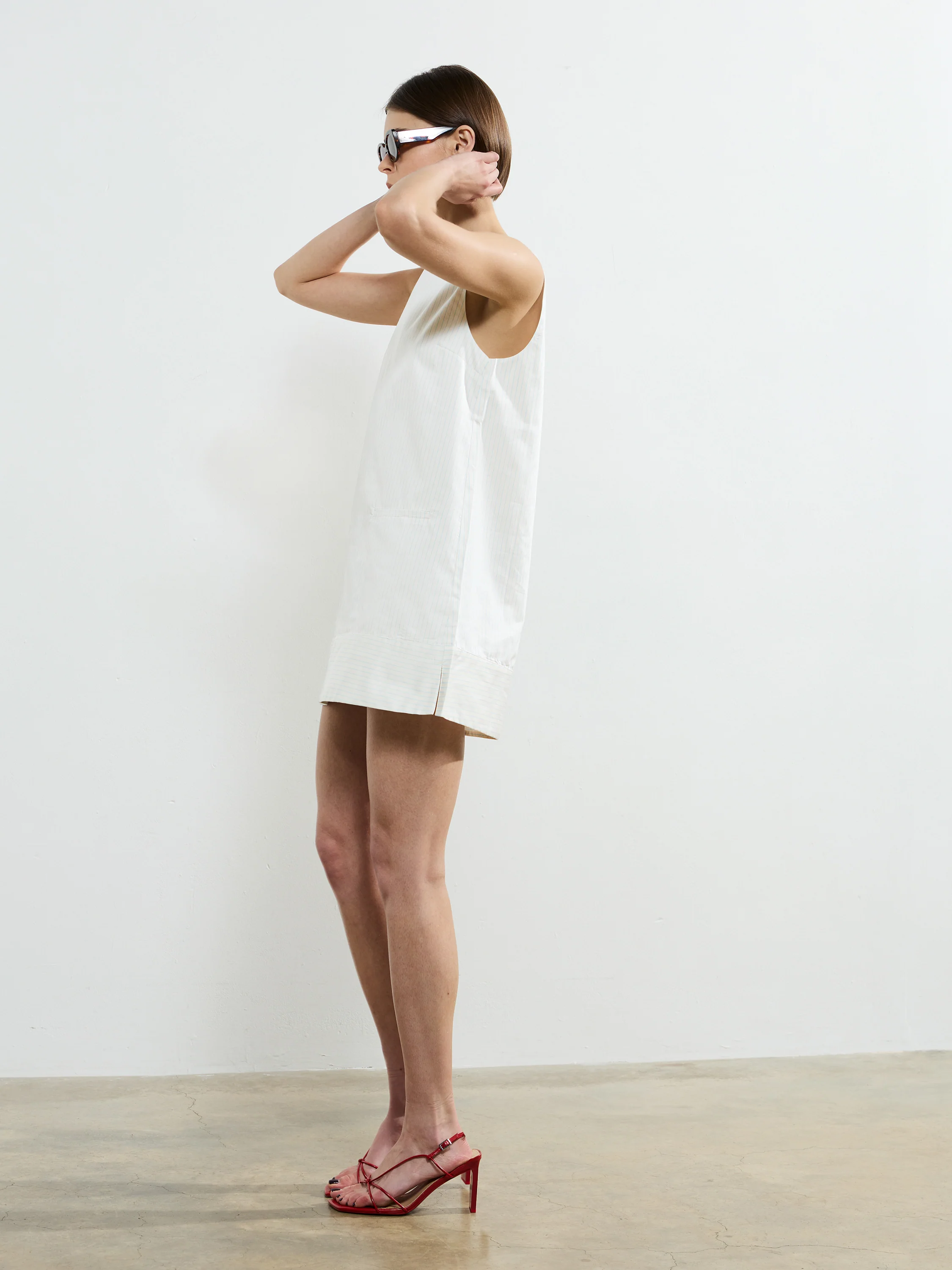 Pinstripe Sleeveless Shift Dress - Image 3