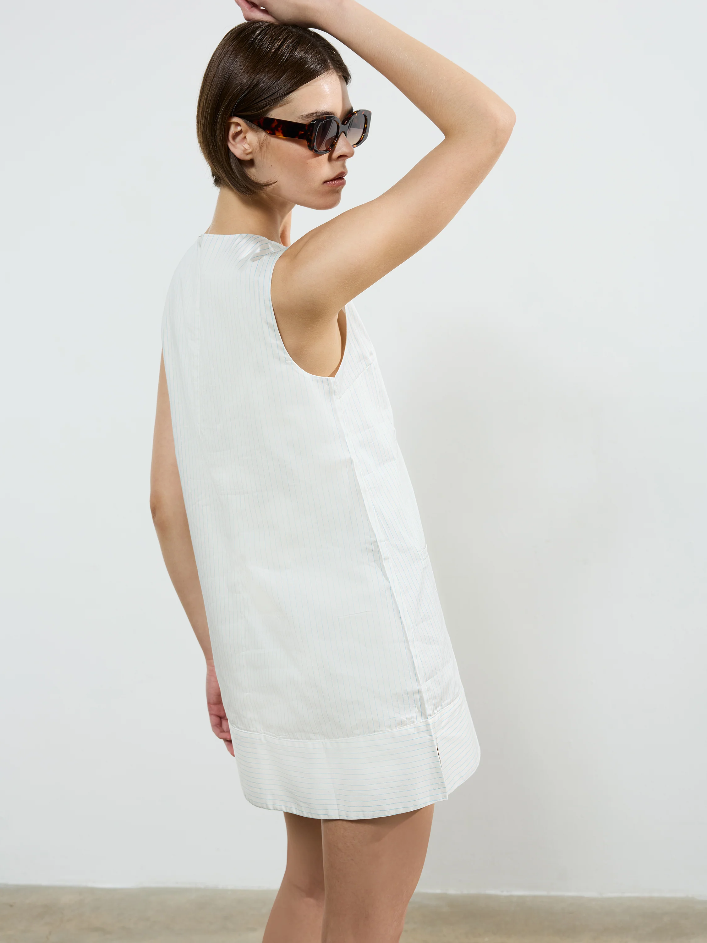Pinstripe Sleeveless Shift Dress - Image 4