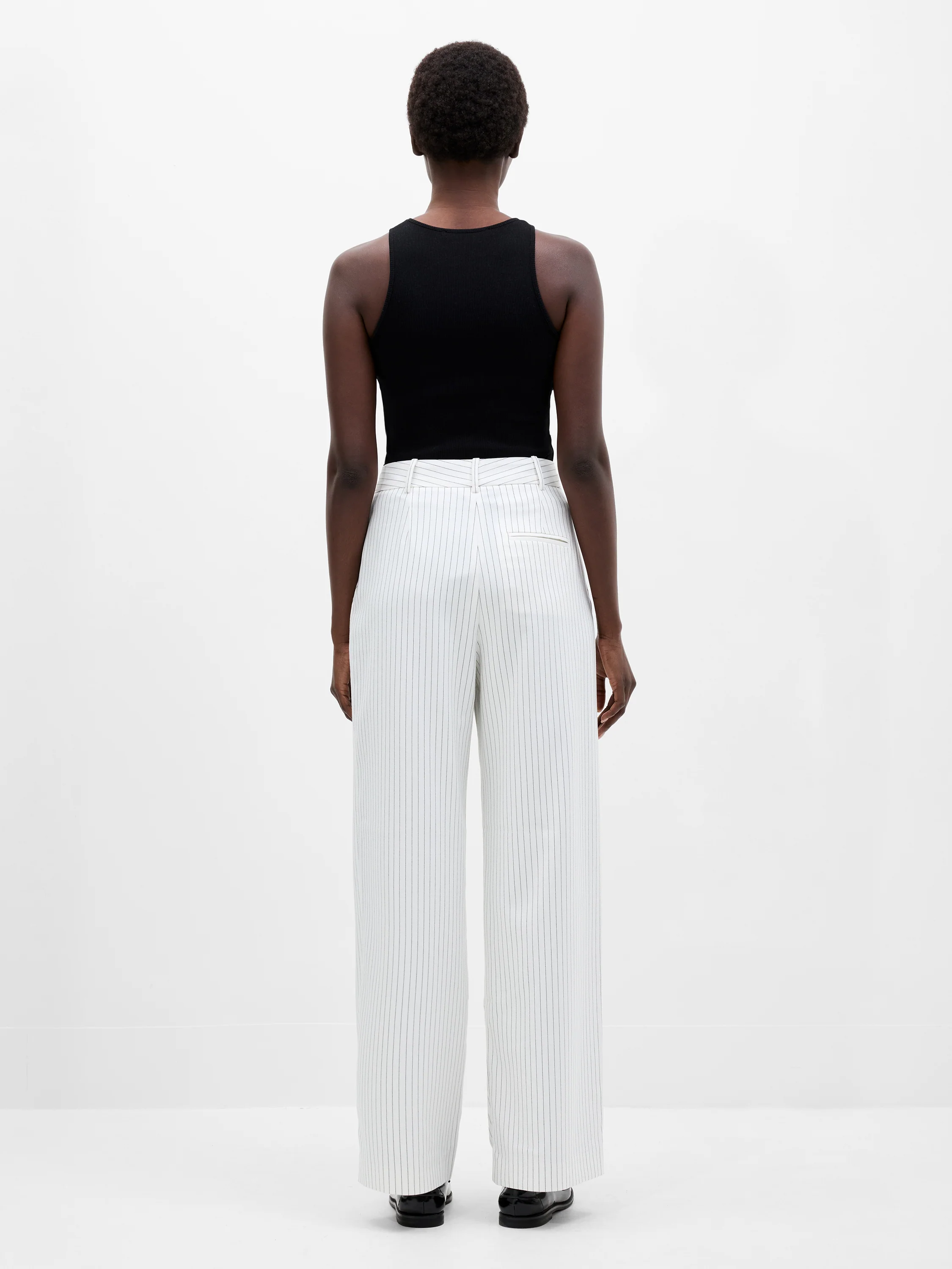 Pinstripe Wide Leg Trousers - Image 6