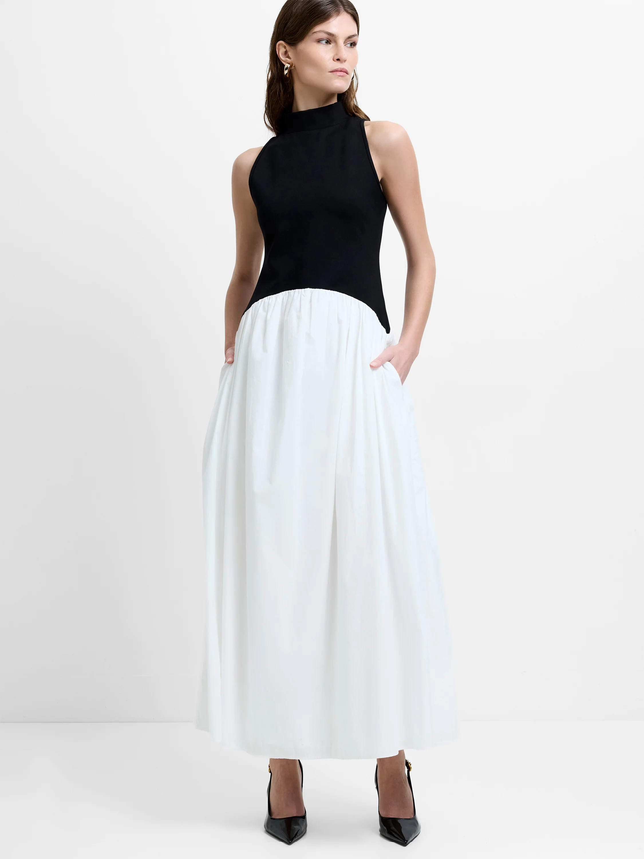 Ponte Combo Sleeveless Maxi Dress - Image 3