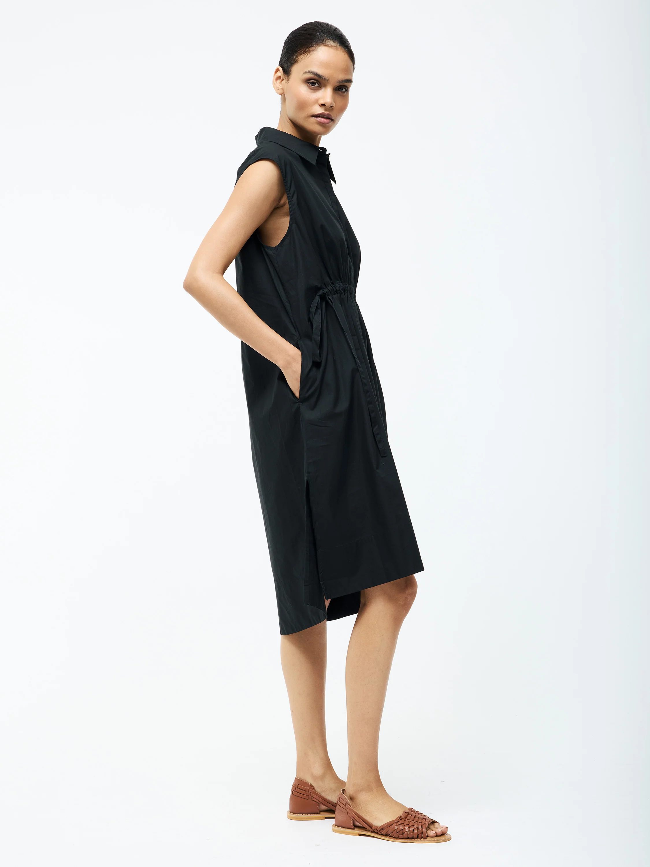 Poplin Tie Sleeveless Dress - Image 4