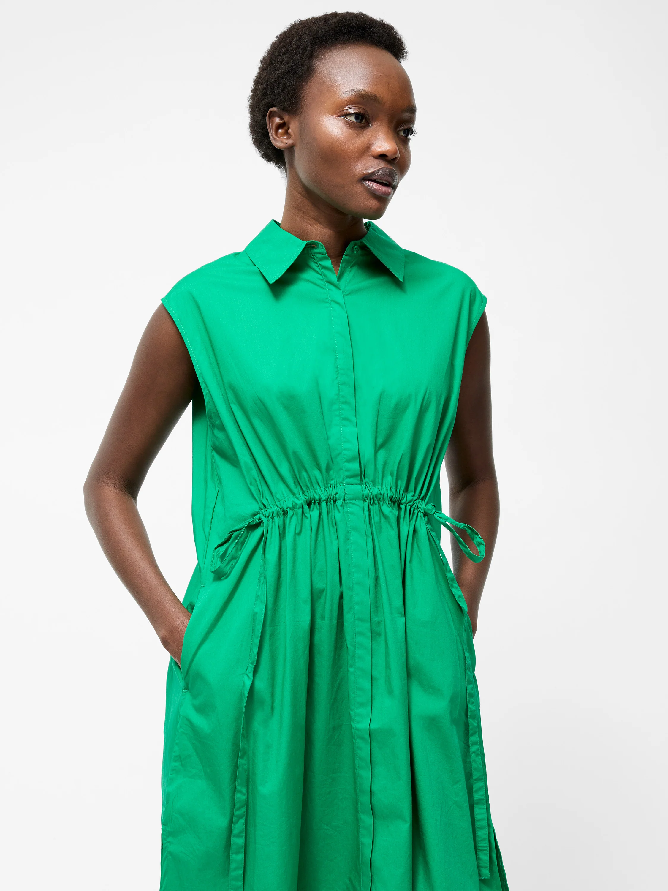 Poplin Tie Sleeveless Dress - Image 2