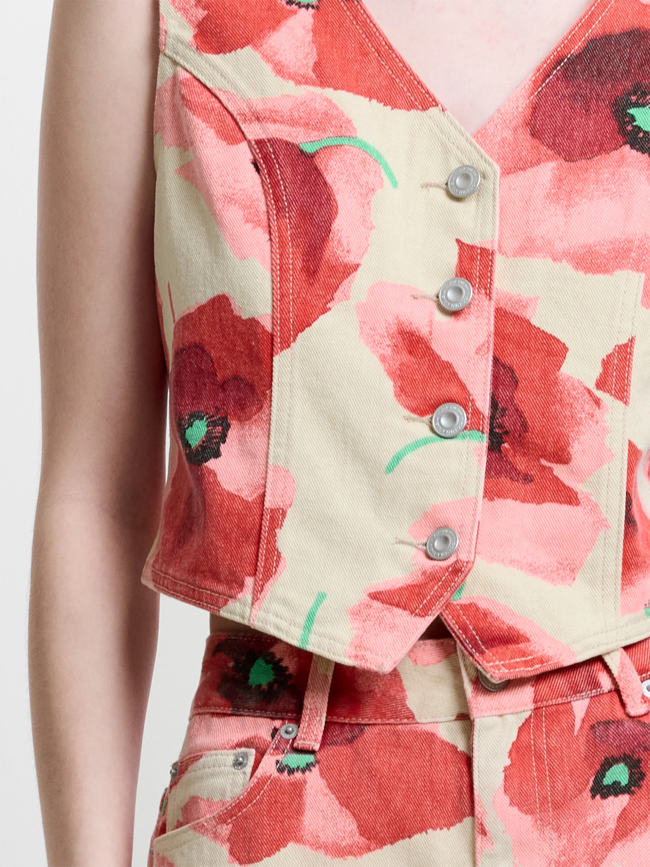 Poppy Dallas Printed Denim Waistcoat - Image 4