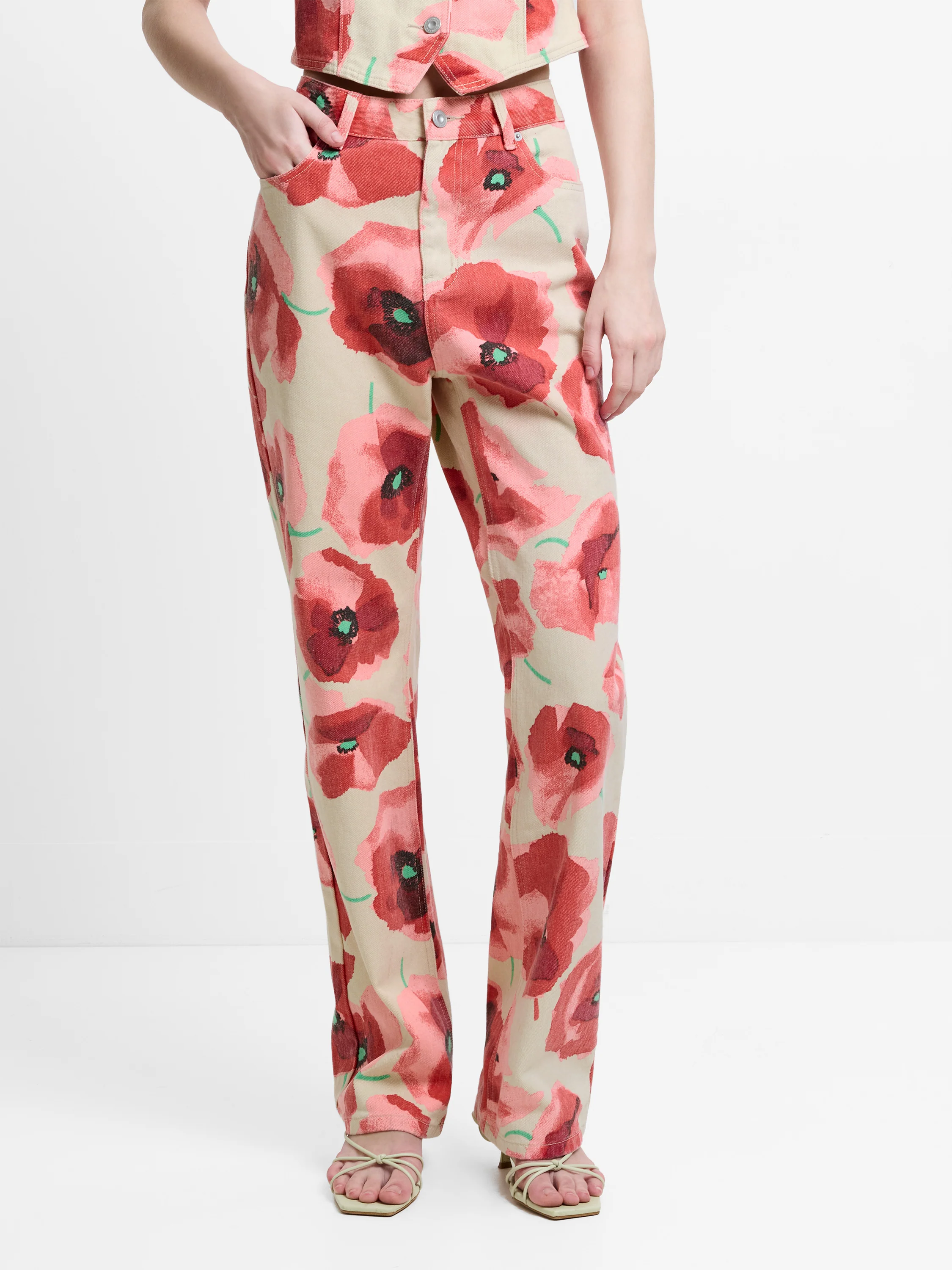 Poppy Dallas Printed Denim Wide Leg Jeans - Image 3