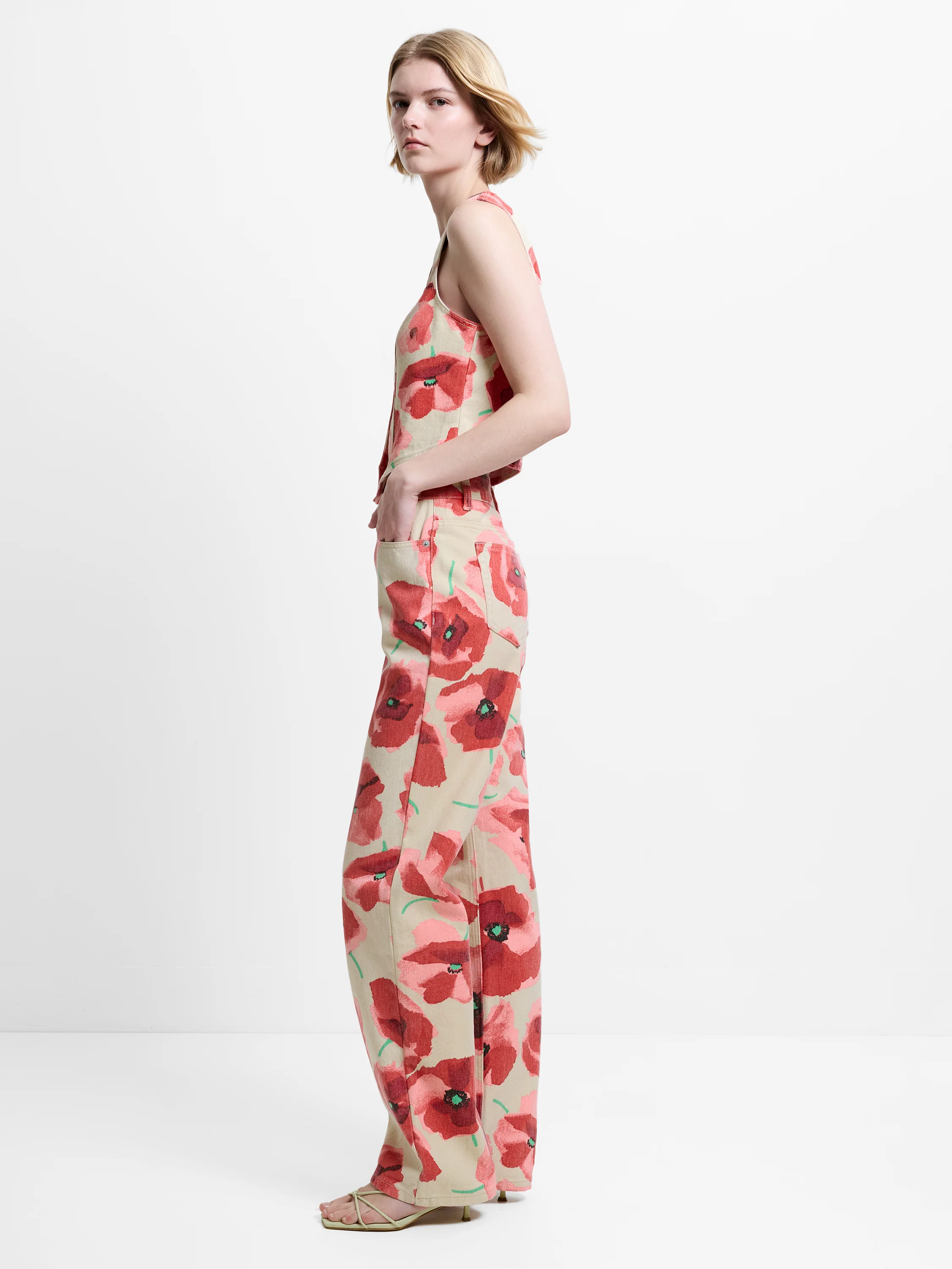 Poppy Dallas Printed Denim Wide Leg Jeans - Image 4