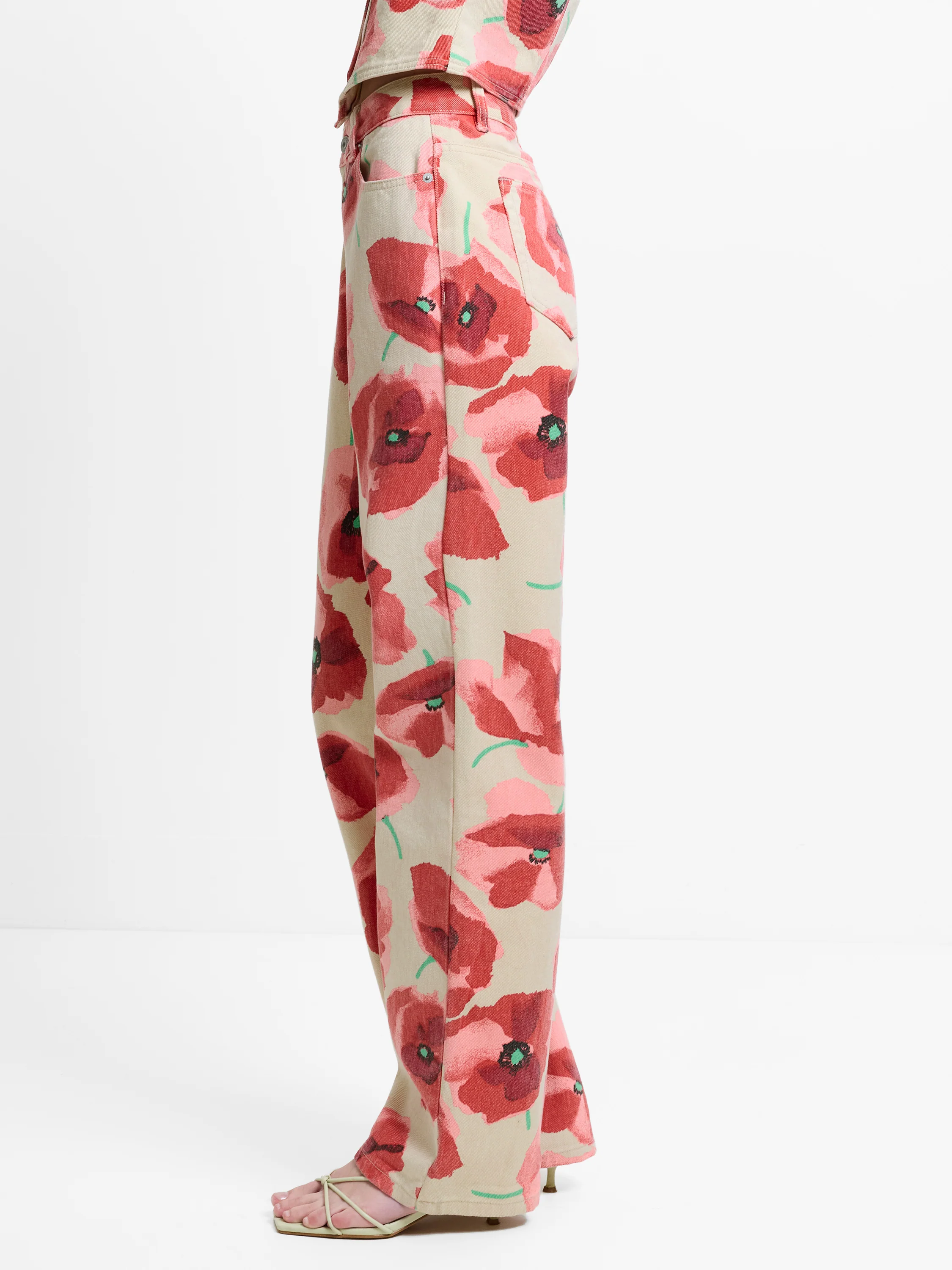 Poppy Dallas Printed Denim Wide Leg Jeans - Image 5