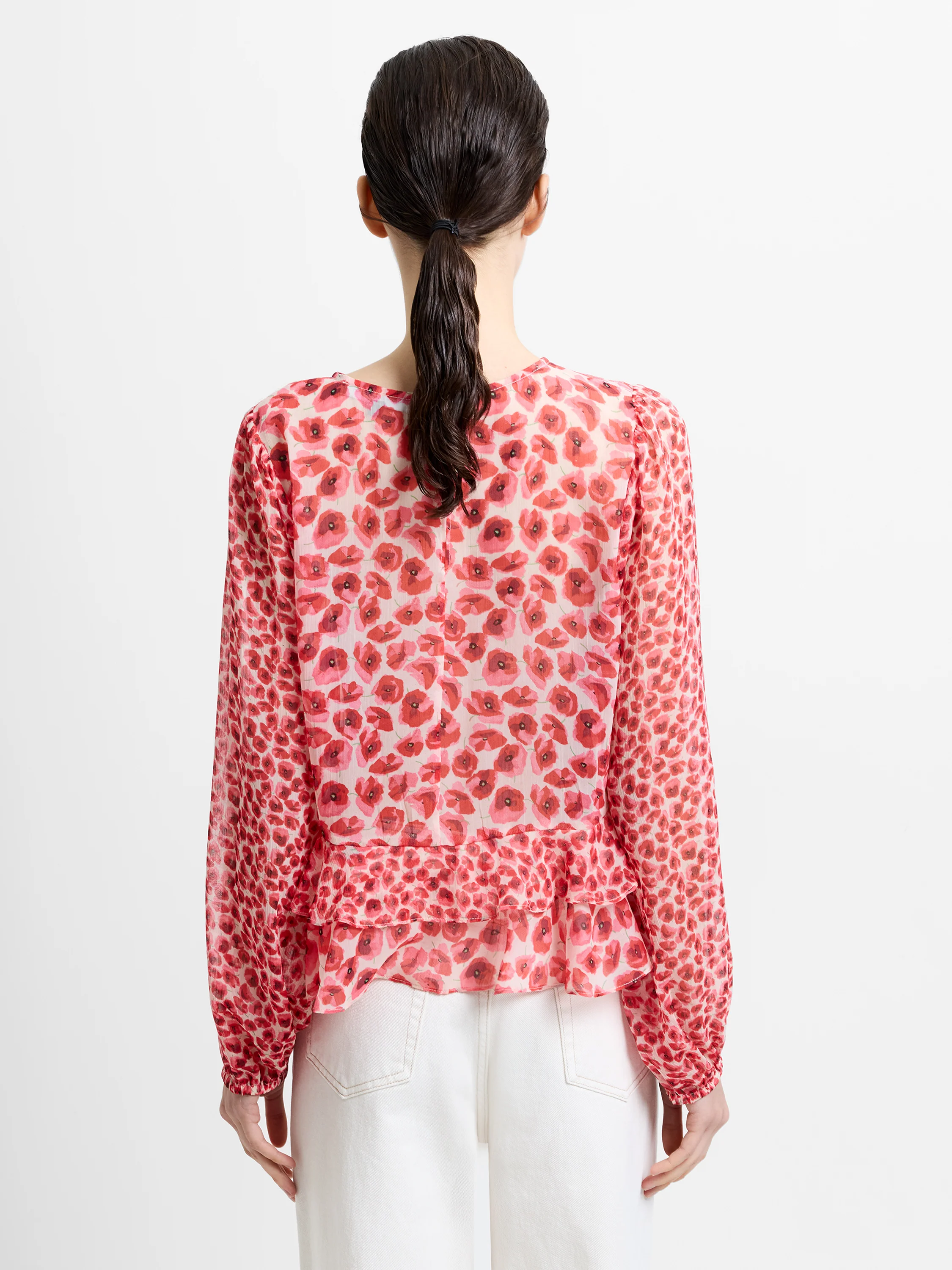 Poppy Emina Semi-Sheer Puff Sleeve Top - Image 5