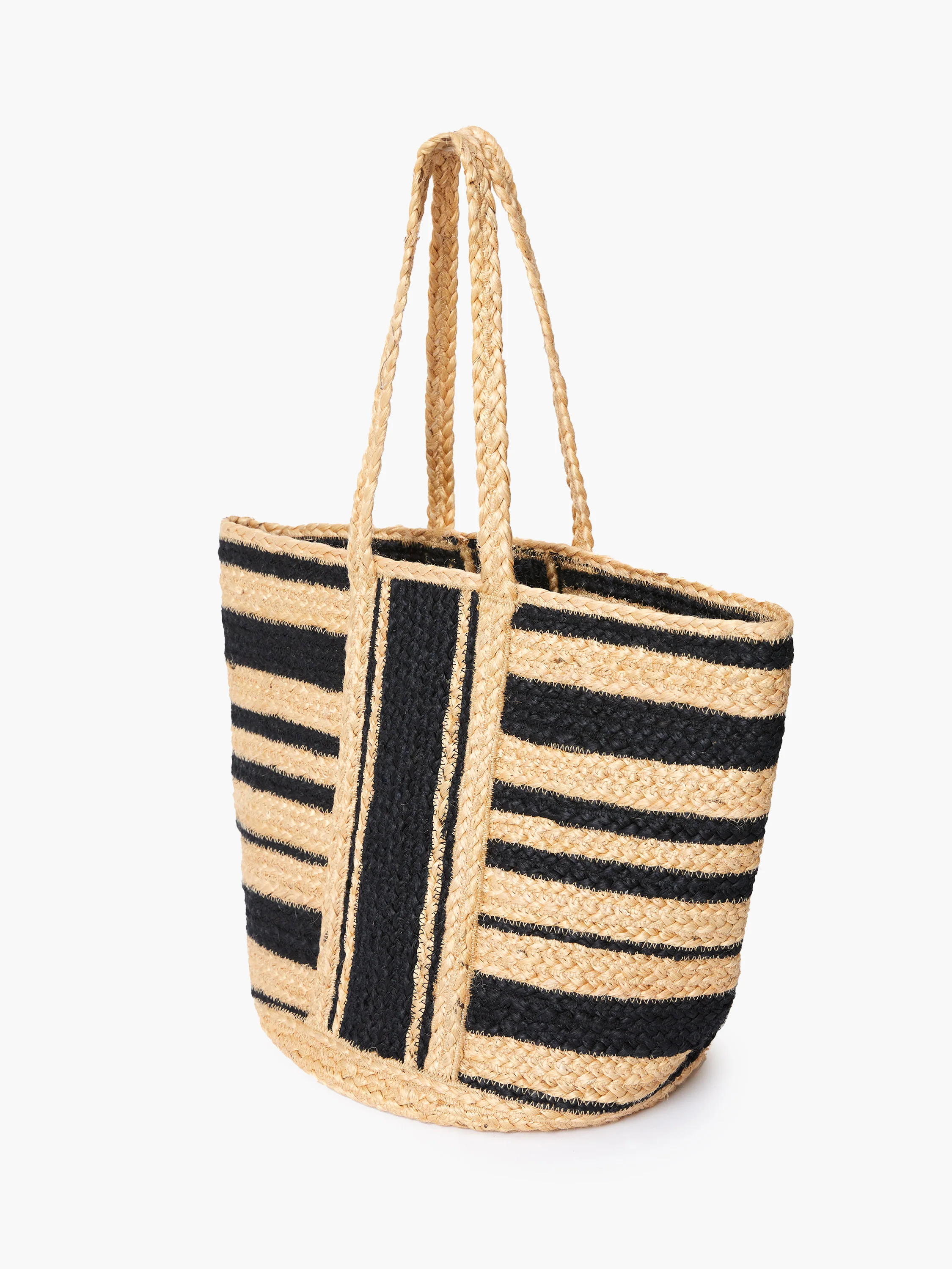 Raffia Stripes Beach Bag - Image 4