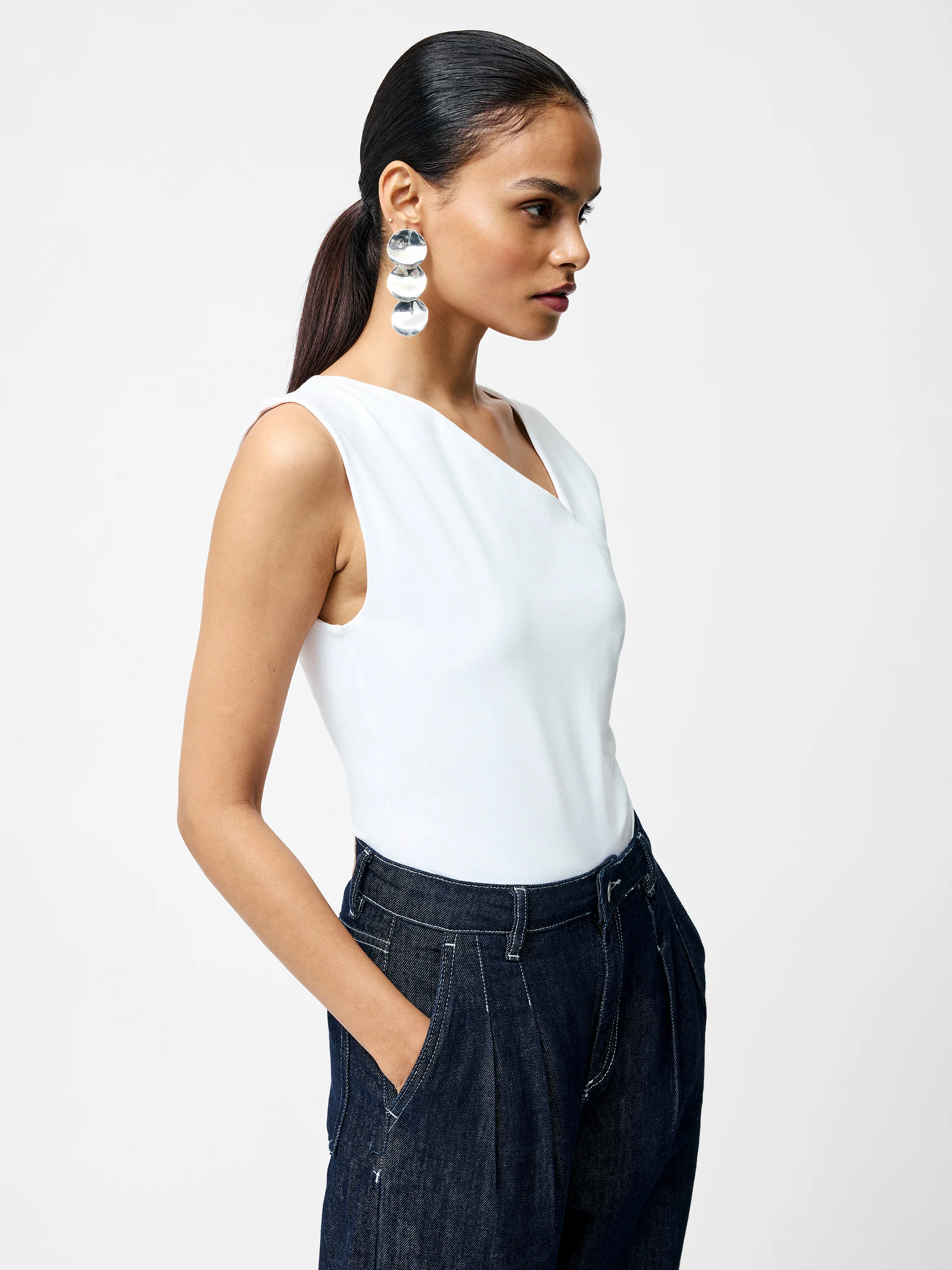 Rallie Gathered Asymmetric Bodysuit - Image 3