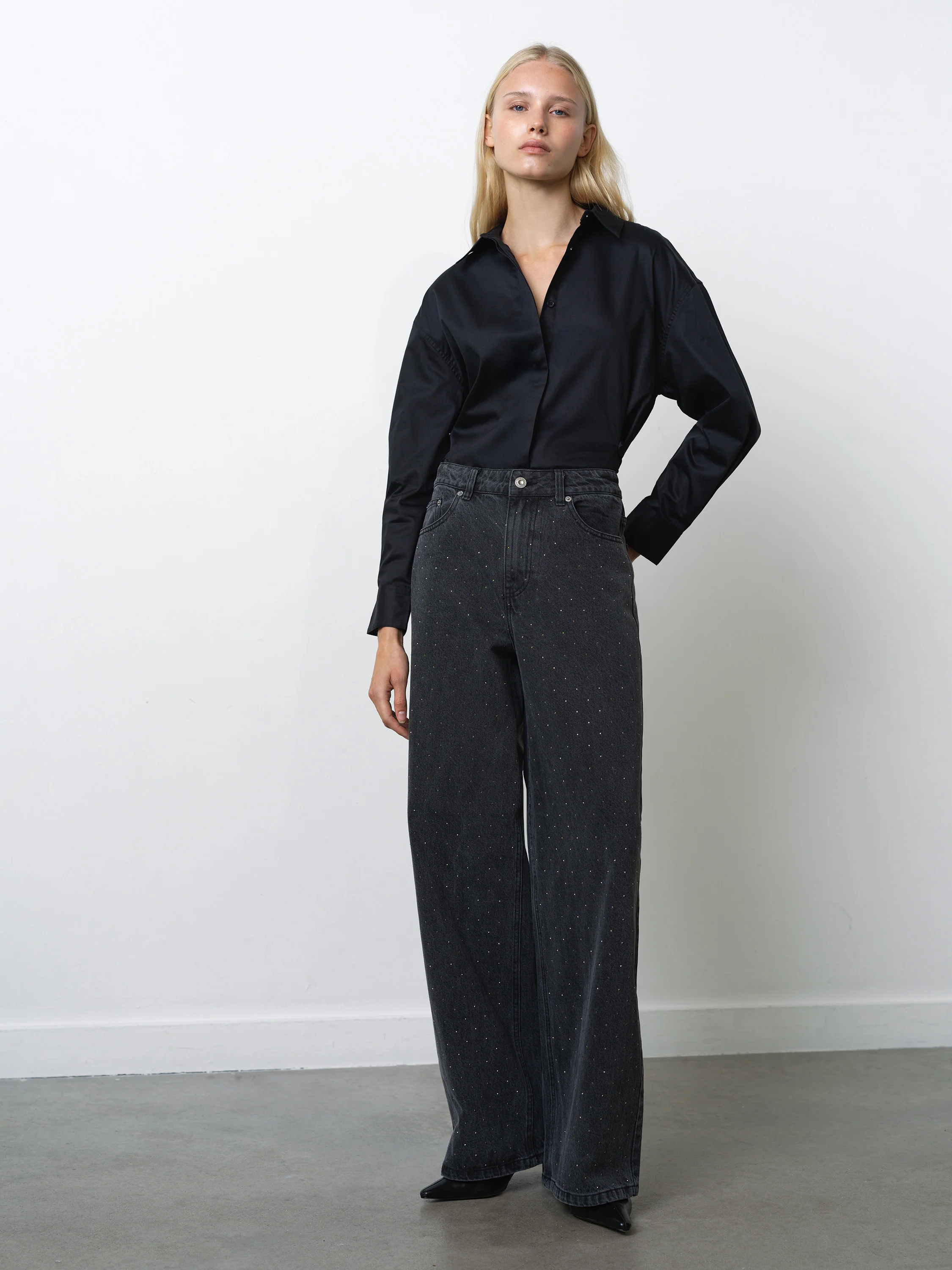 Ralphie Denim Embellished Wide Leg Jeans - Image 3