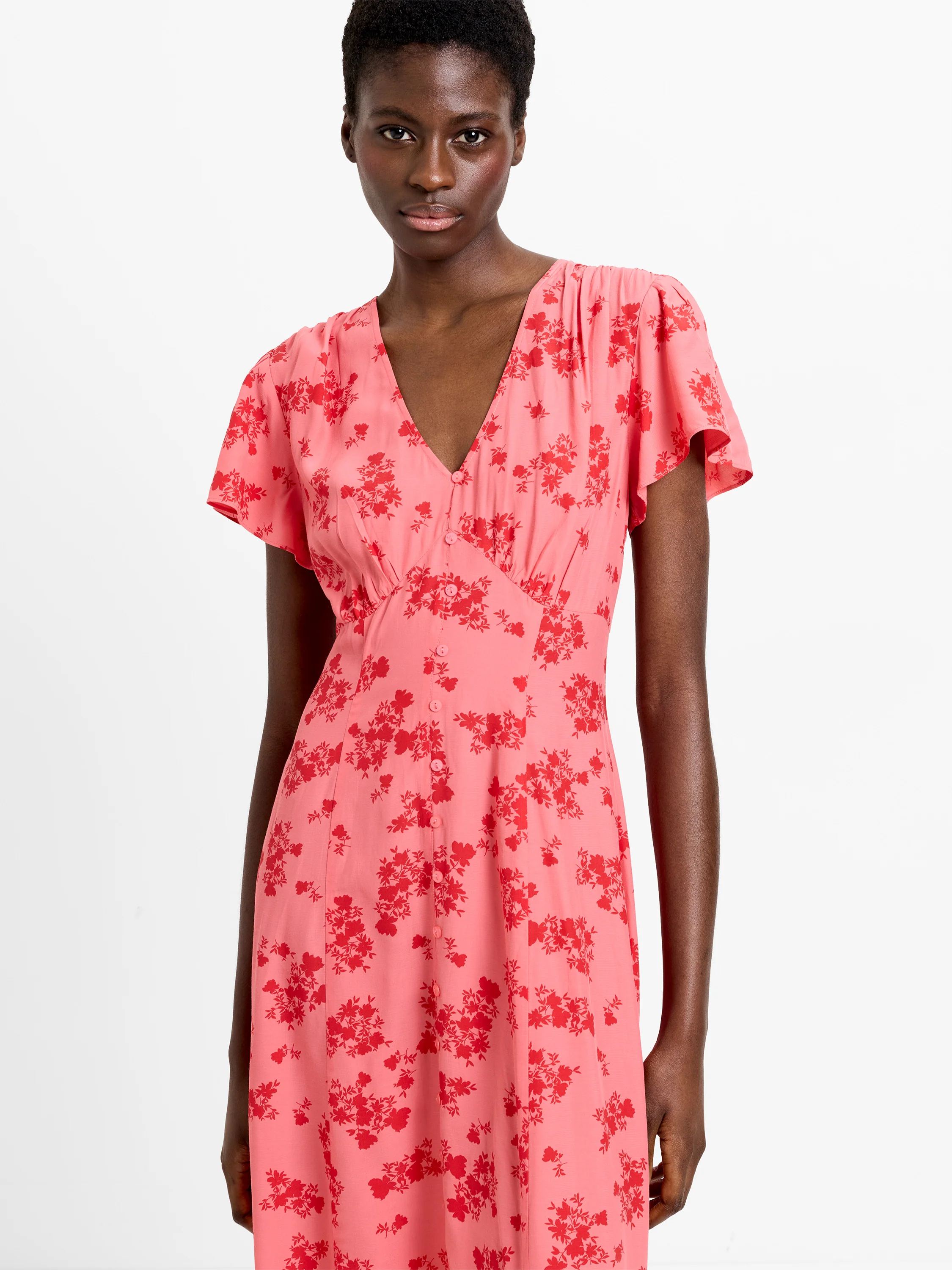 Raquel Eco Flutter Sleeve V-Neck Midi Dress - Image 2