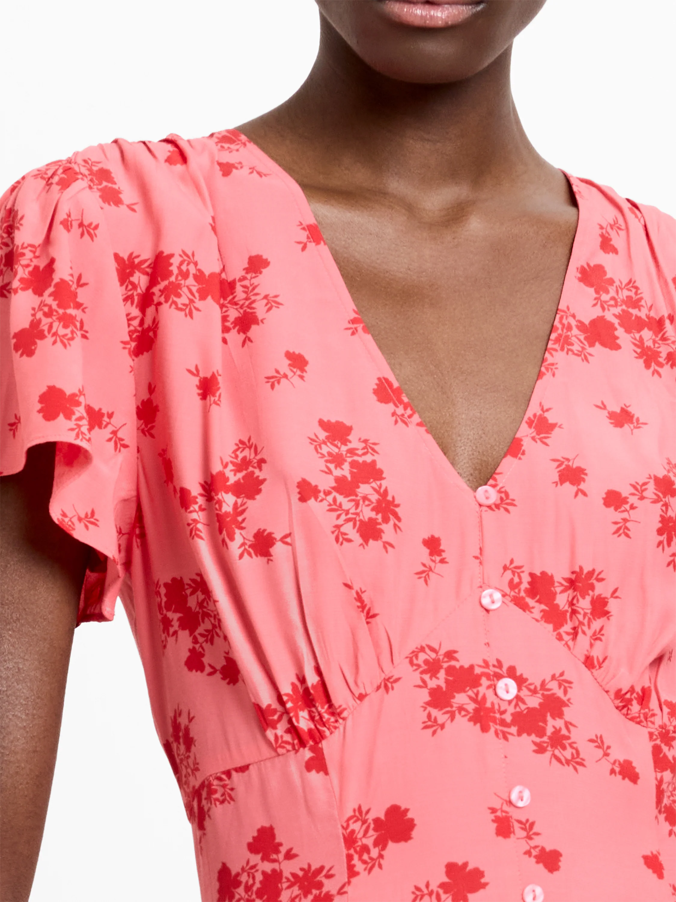Raquel Eco Flutter Sleeve V-Neck Midi Dress - Image 4