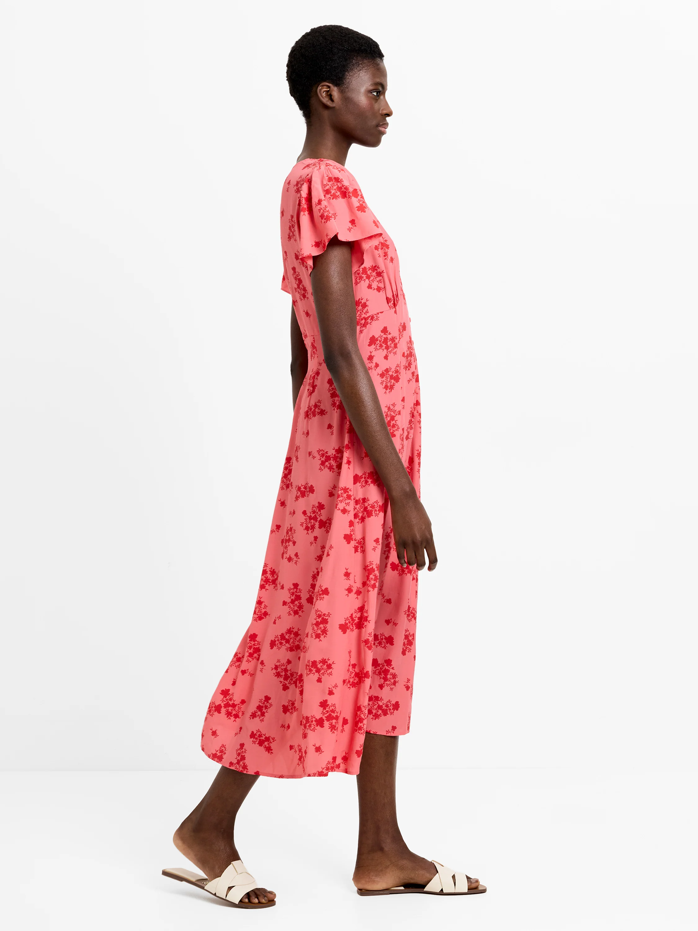 Raquel Eco Flutter Sleeve V-Neck Midi Dress - Image 5