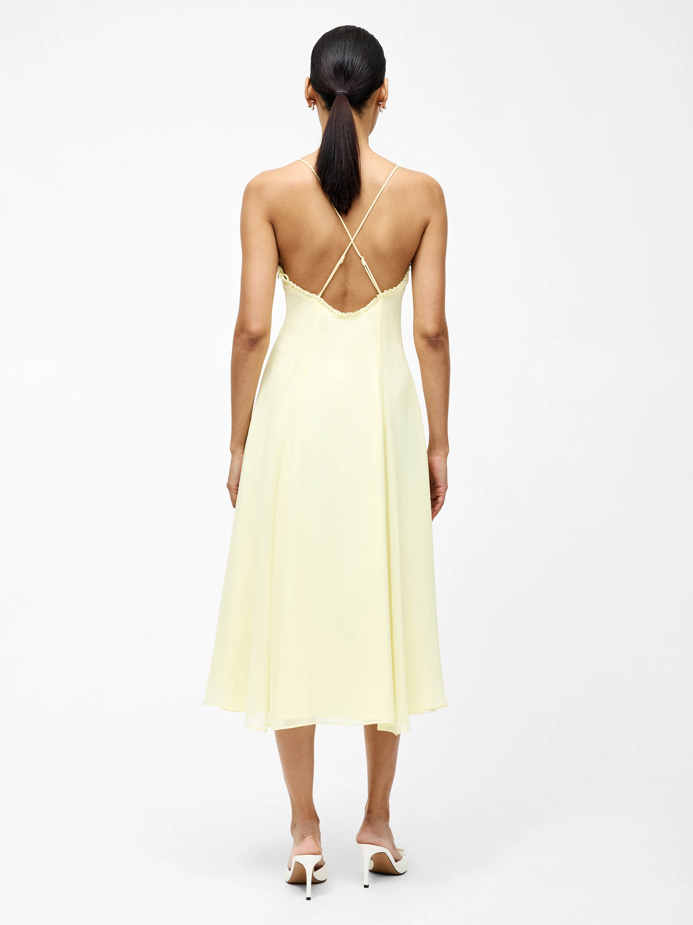 Raya Chiffon Ruffle Neck Midi Dress - Image 6