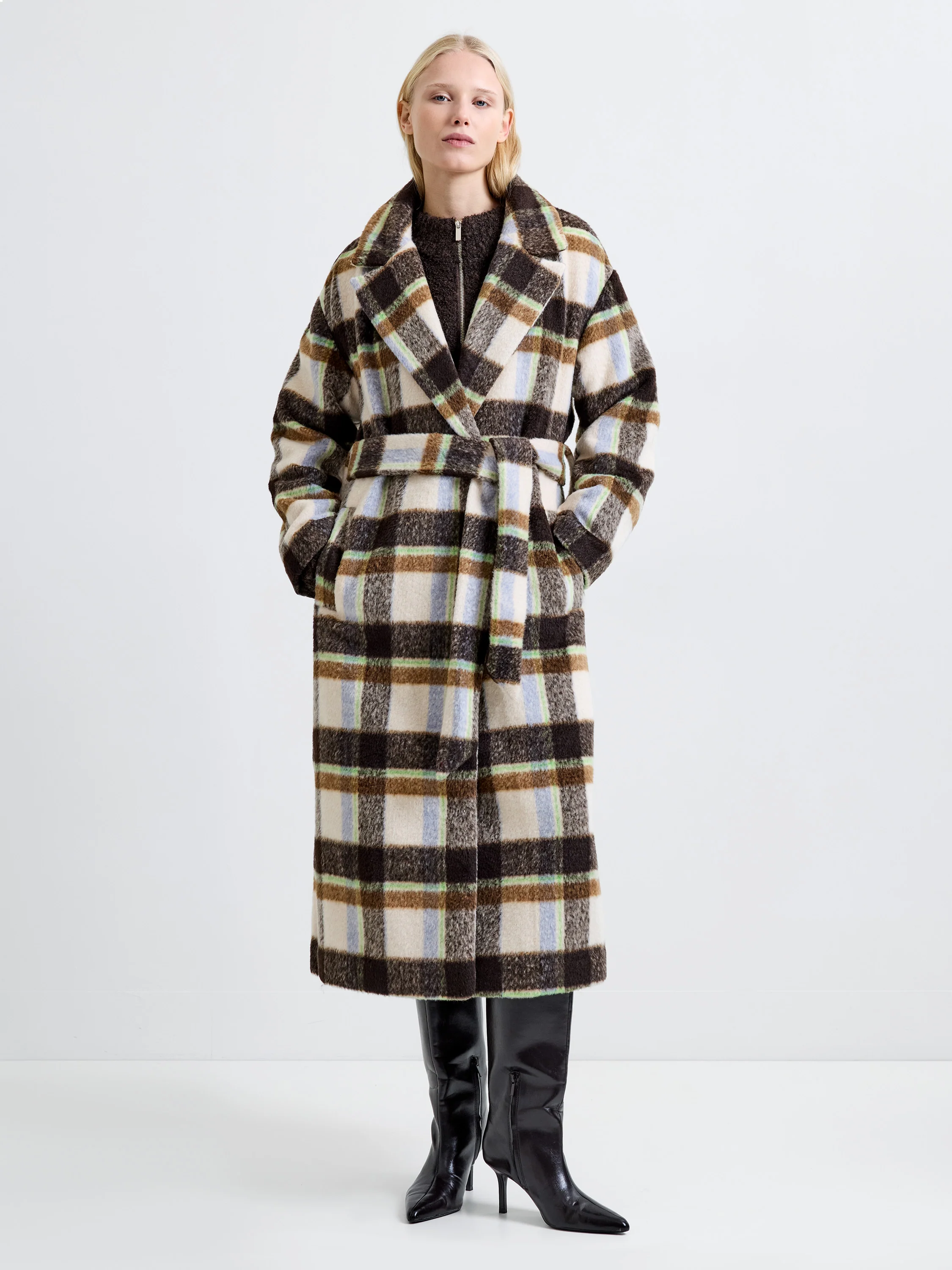 Remi Check Belted Coat - Image 2