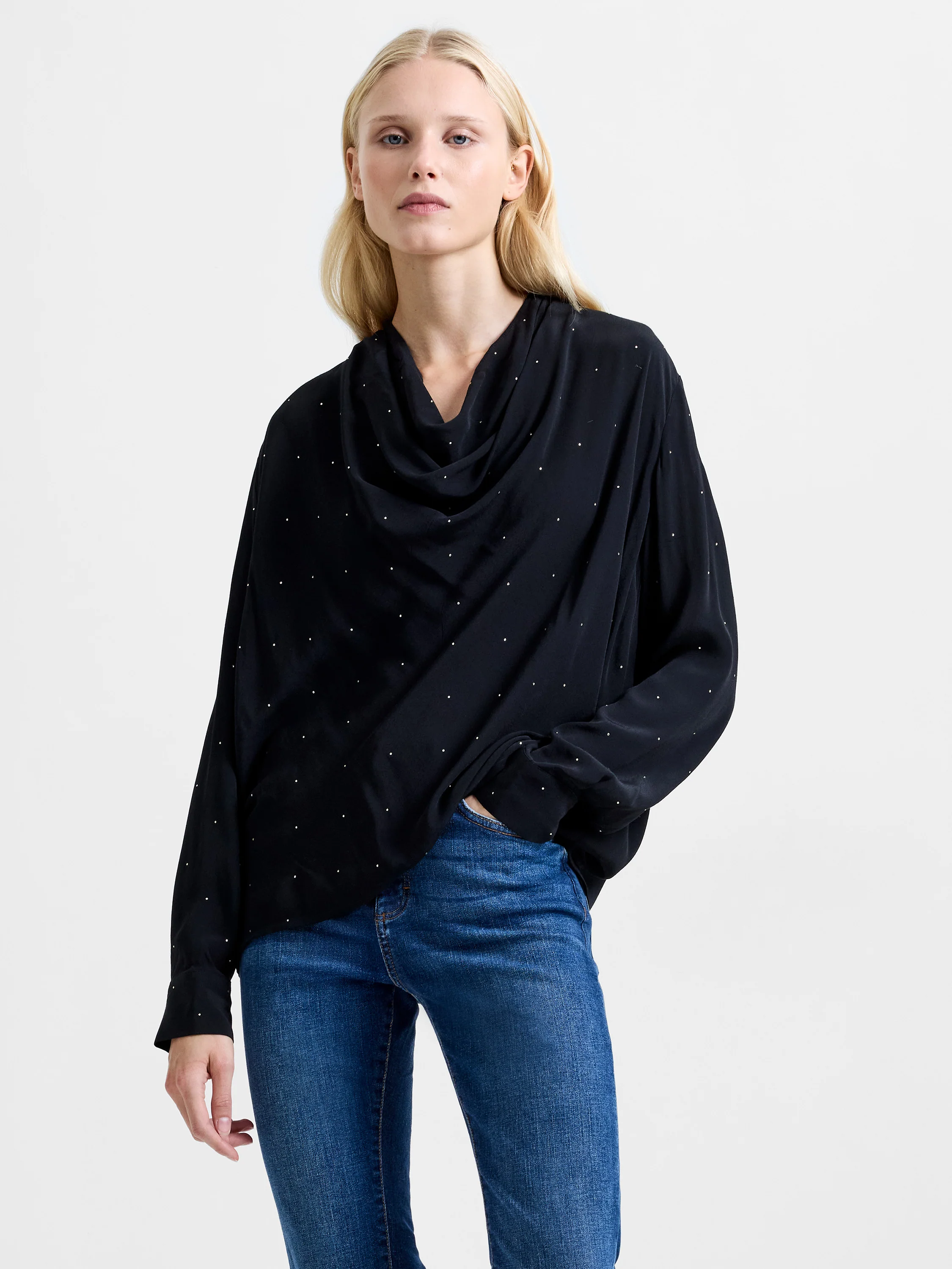 Renaya Diamante Draped Blouse