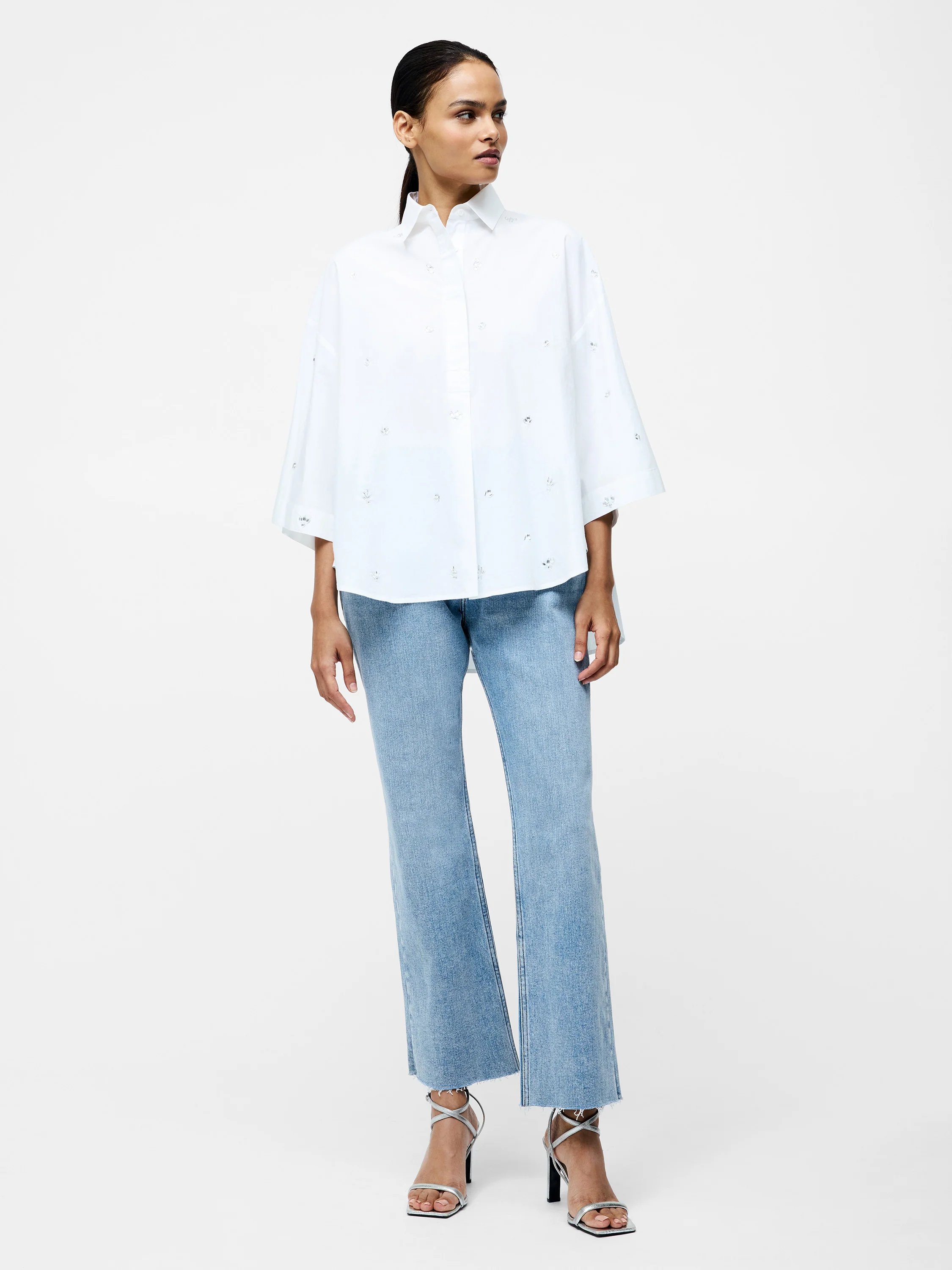 Rhinestone Poplin Popover Shirt - Image 2