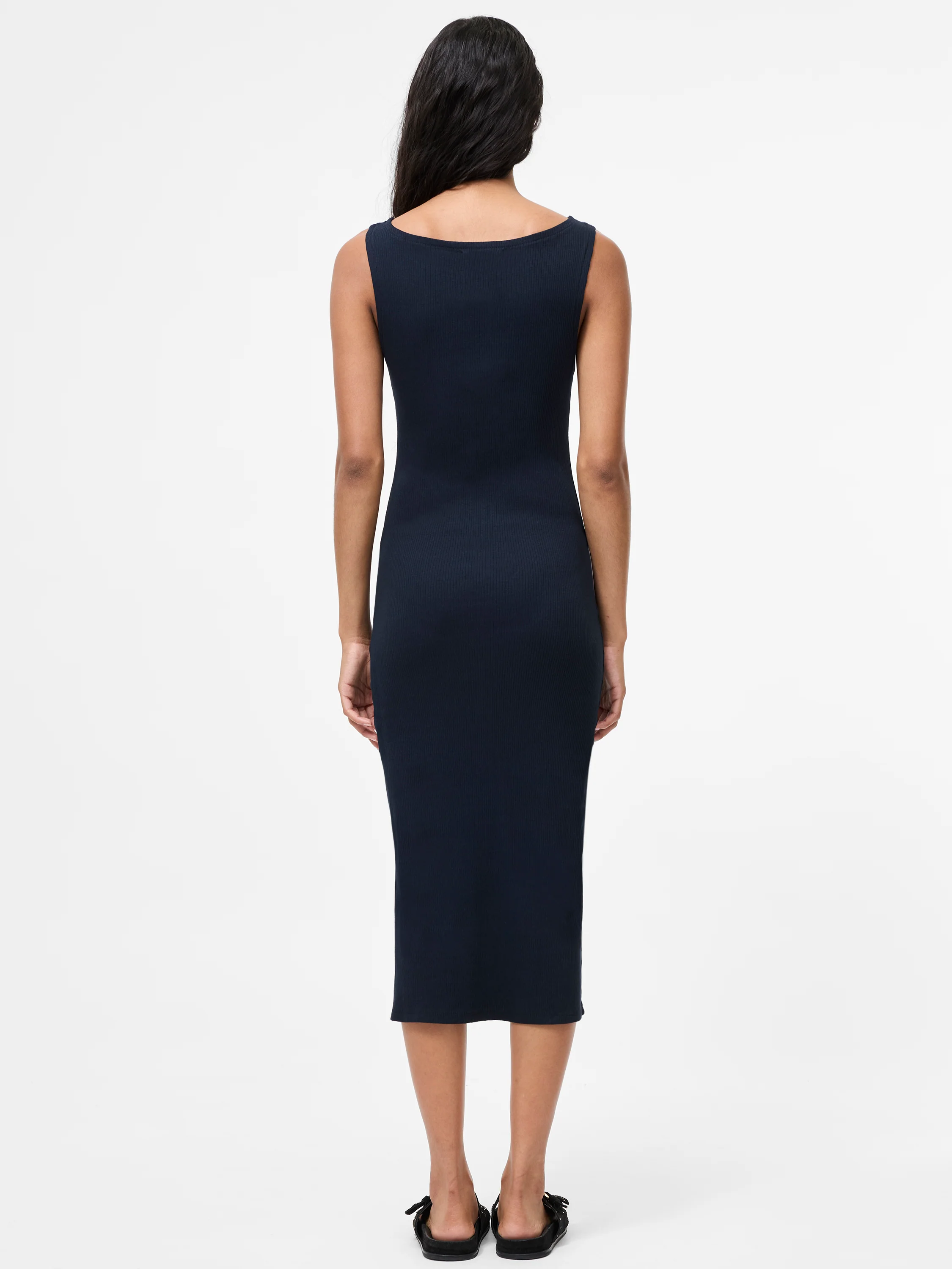 Ribbed Slash Neck Midi Dress - Image 5