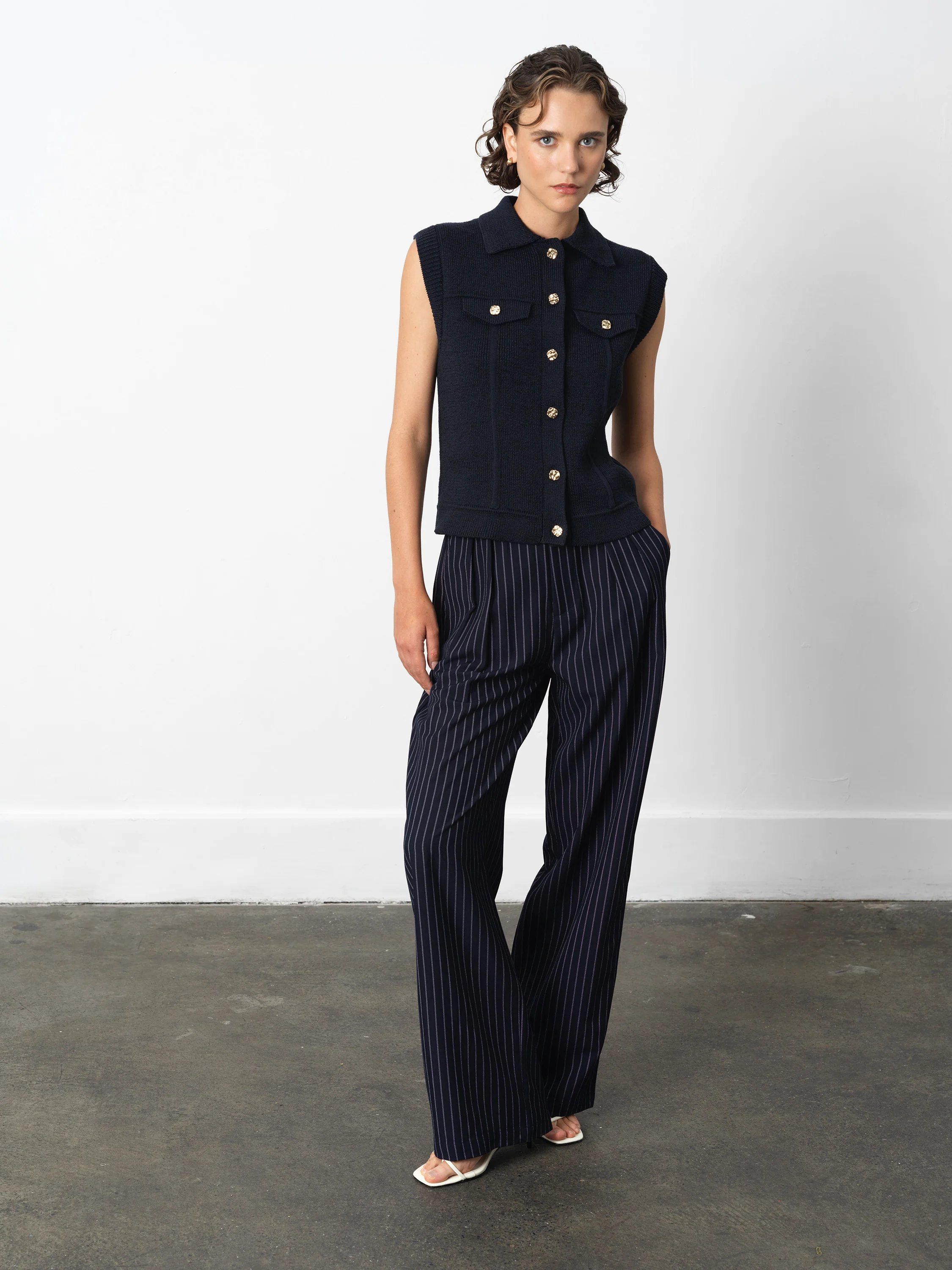 Roland Knit Collared Gilet - Image 2