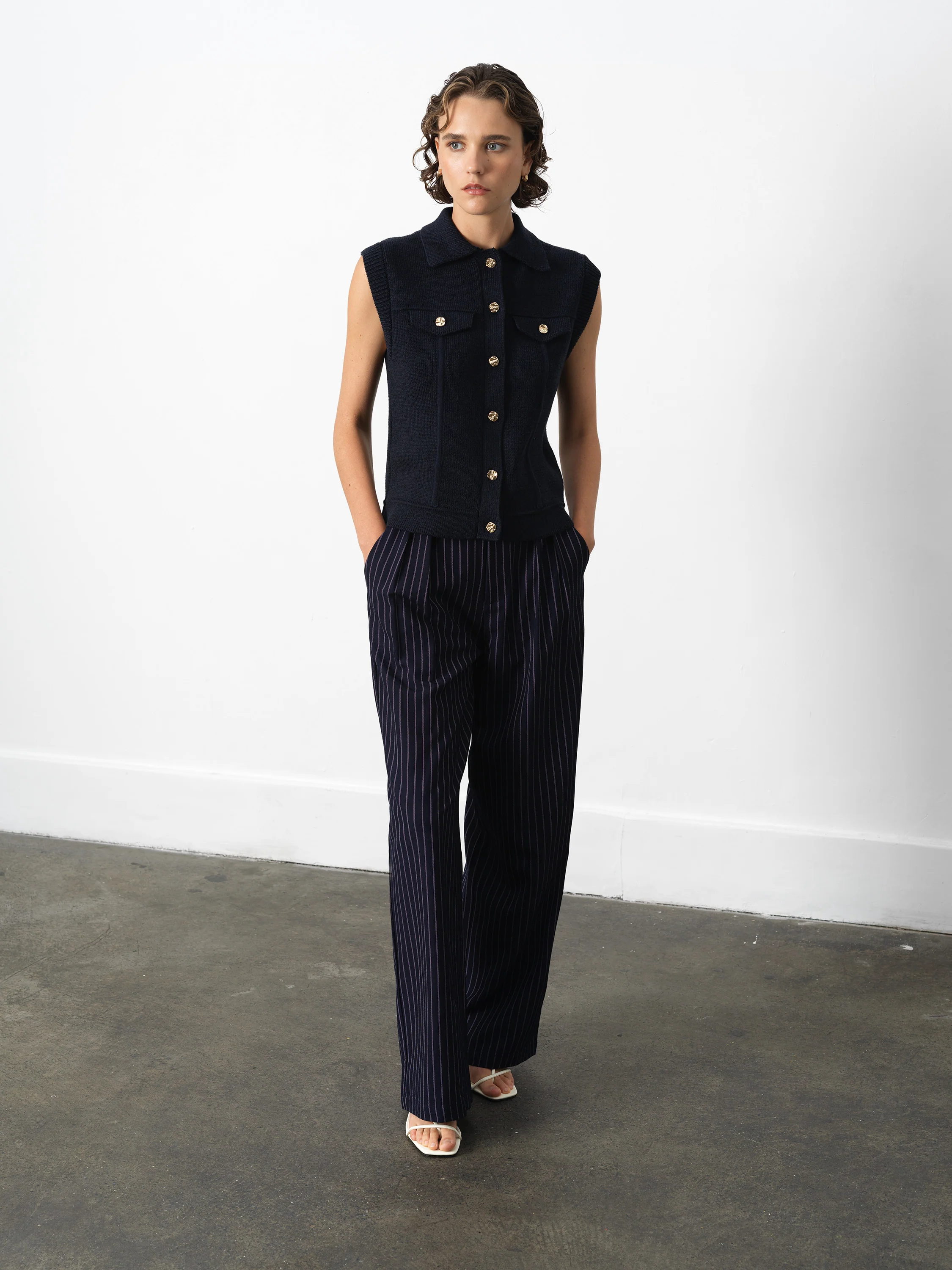 Roland Knit Collared Gilet - Image 4