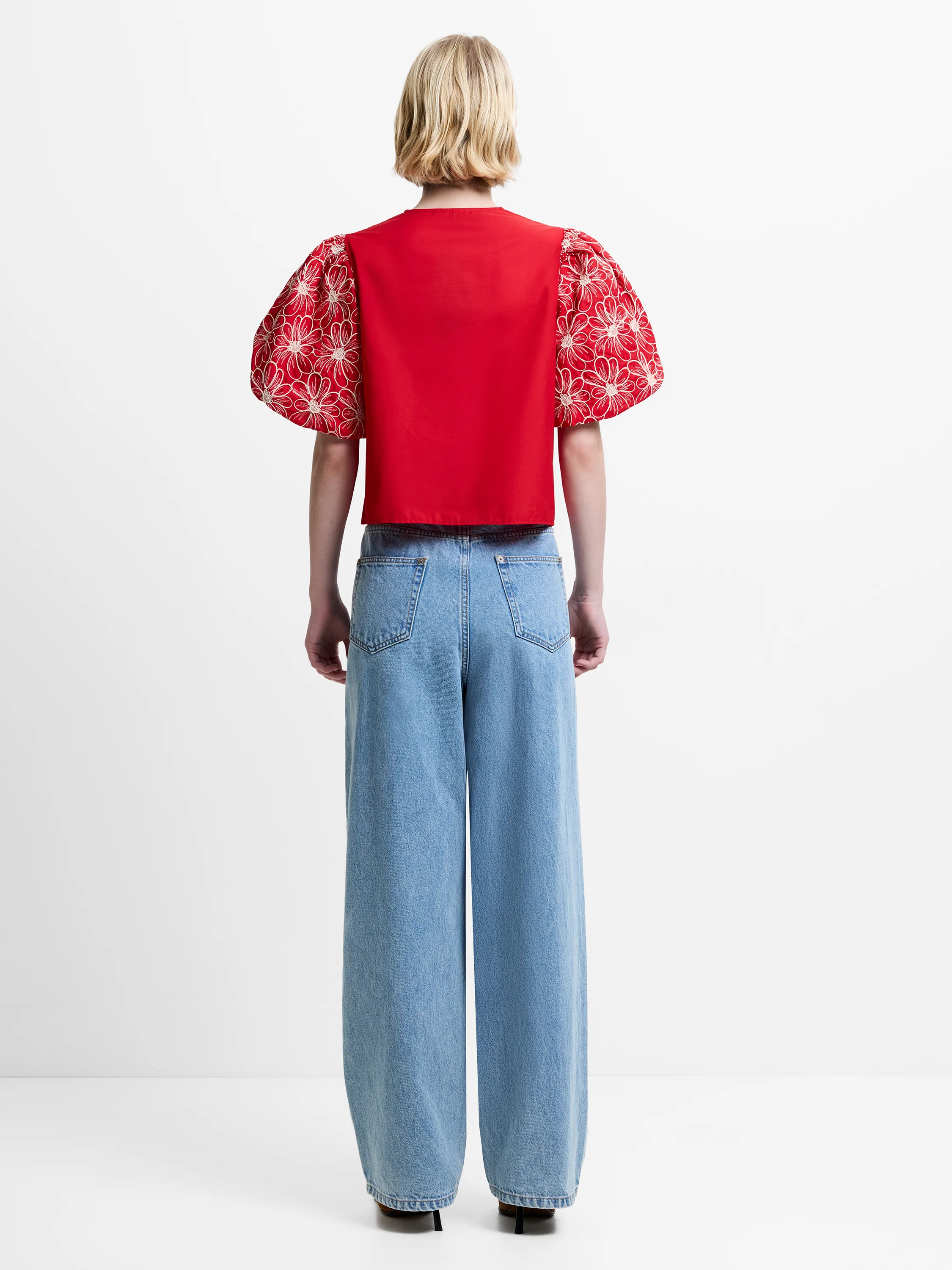 Rory Cotton Embroidered Puff Sleeve Top - Image 5